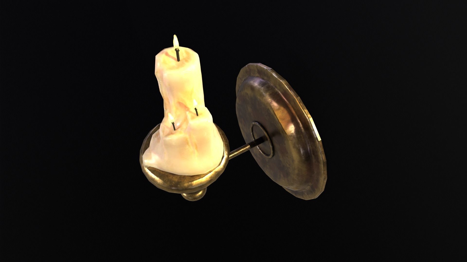 Brass Wall Candle Holder Low-poly 3D model_16