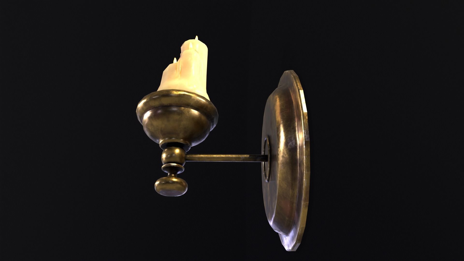 Brass Wall Candle Holder Low-poly 3D model_18