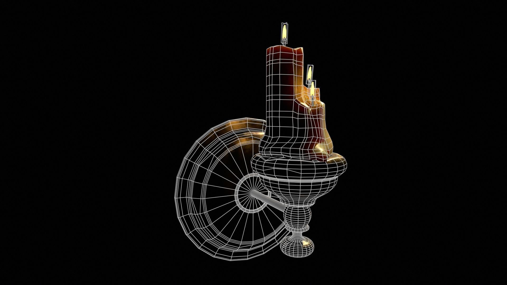 Brass Wall Candle Holder Low-poly 3D model_5