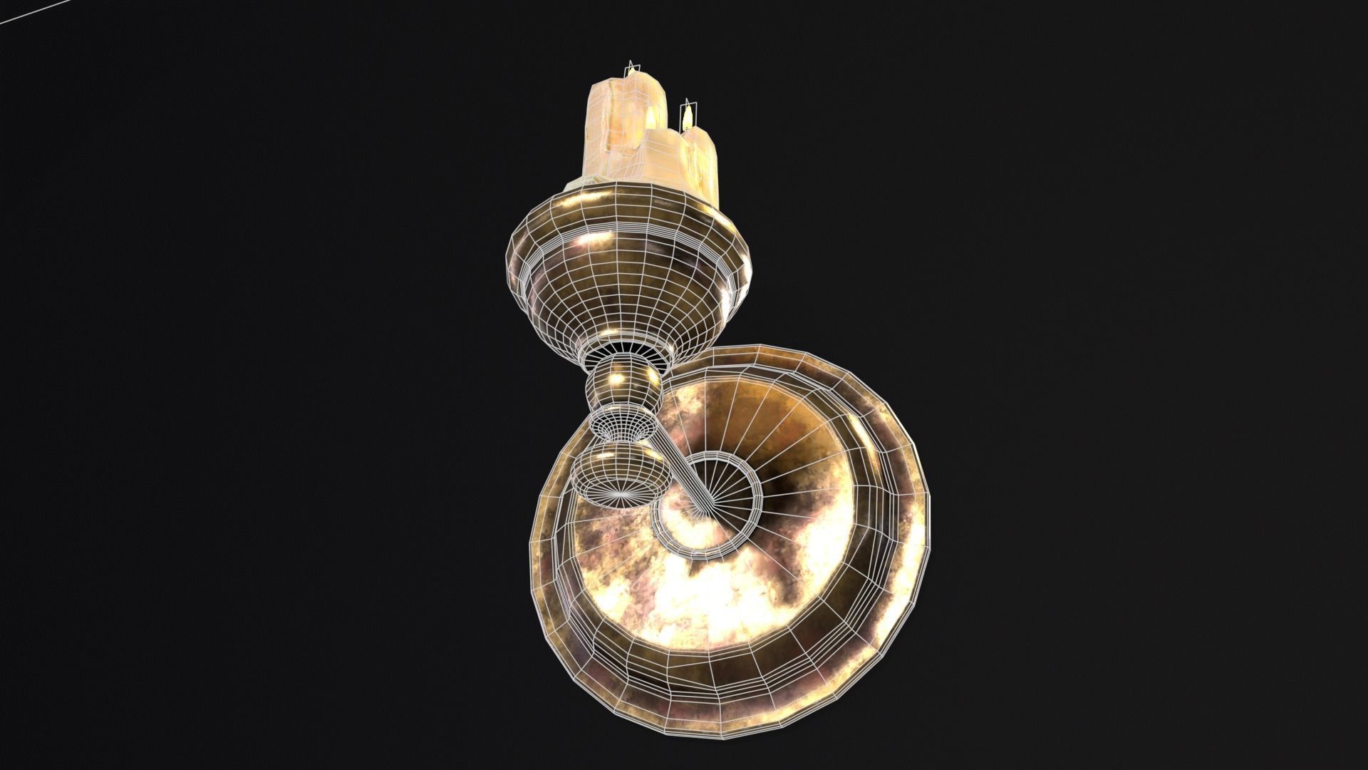 Brass Wall Candle Holder Low-poly 3D model_11