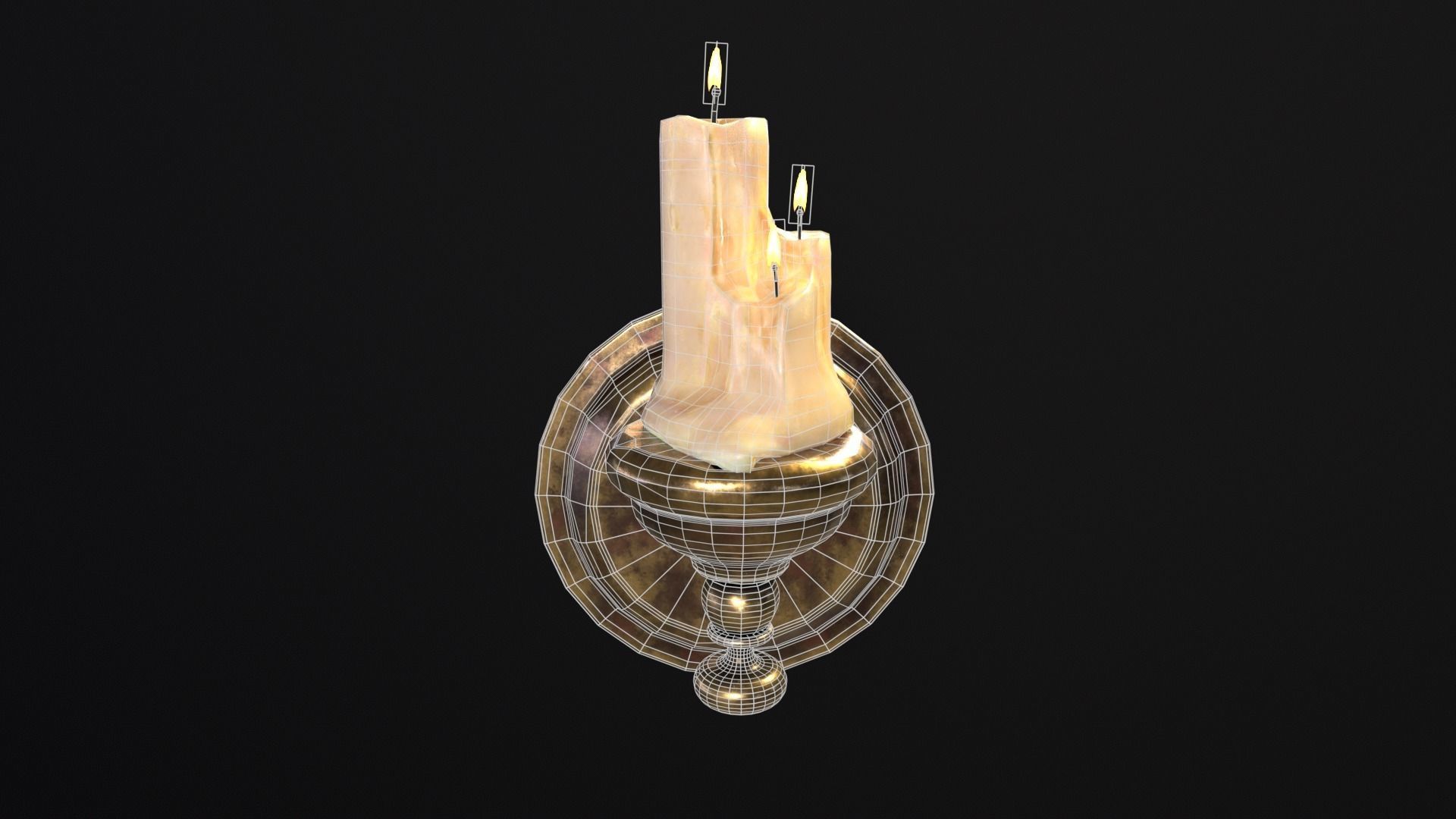 Brass Wall Candle Holder Low-poly 3D model_13