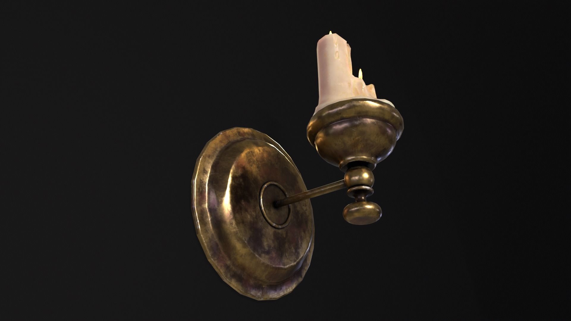 Brass Wall Candle Holder Low-poly 3D model_8