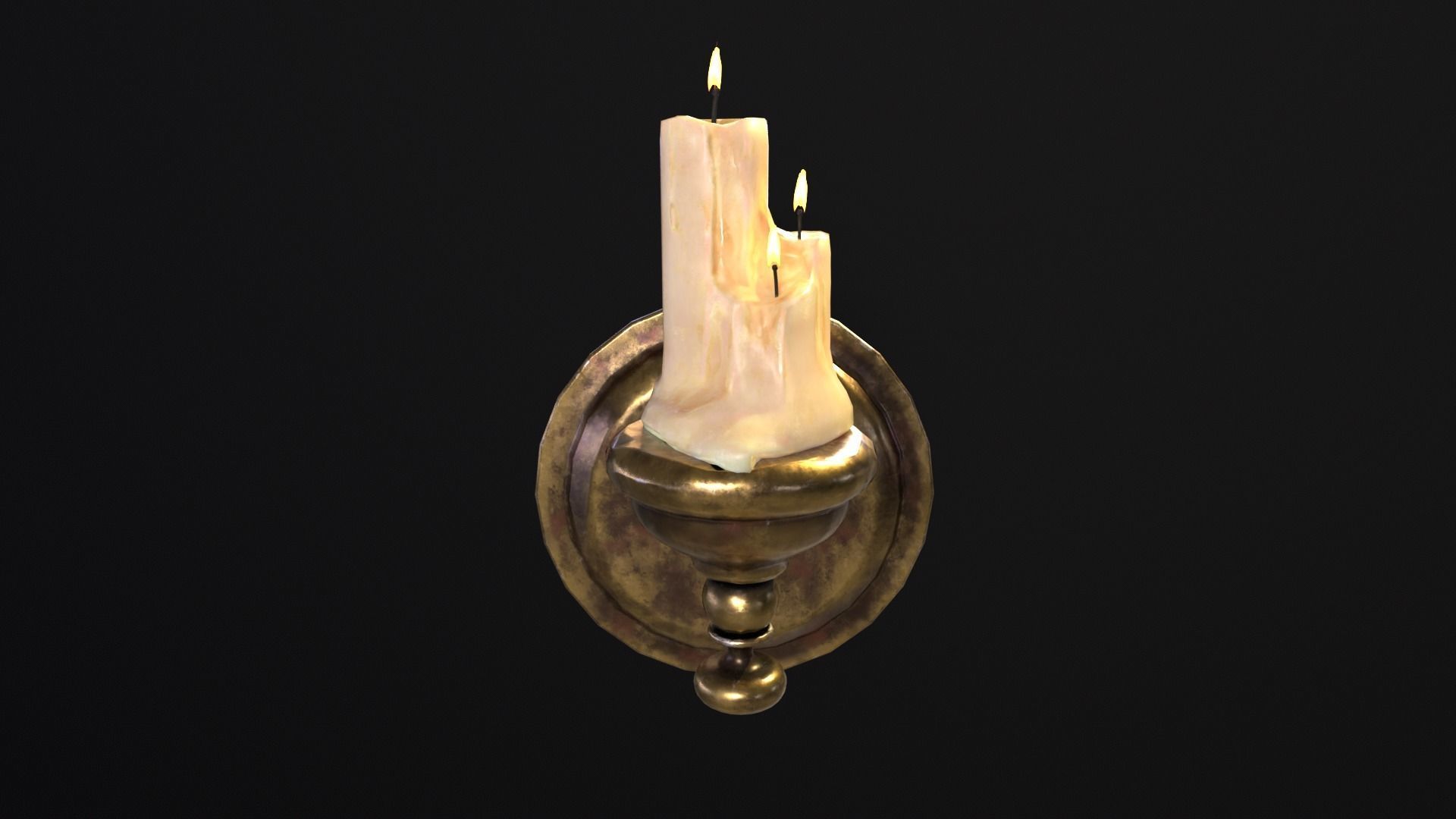 Brass Wall Candle Holder Low-poly 3D model_12