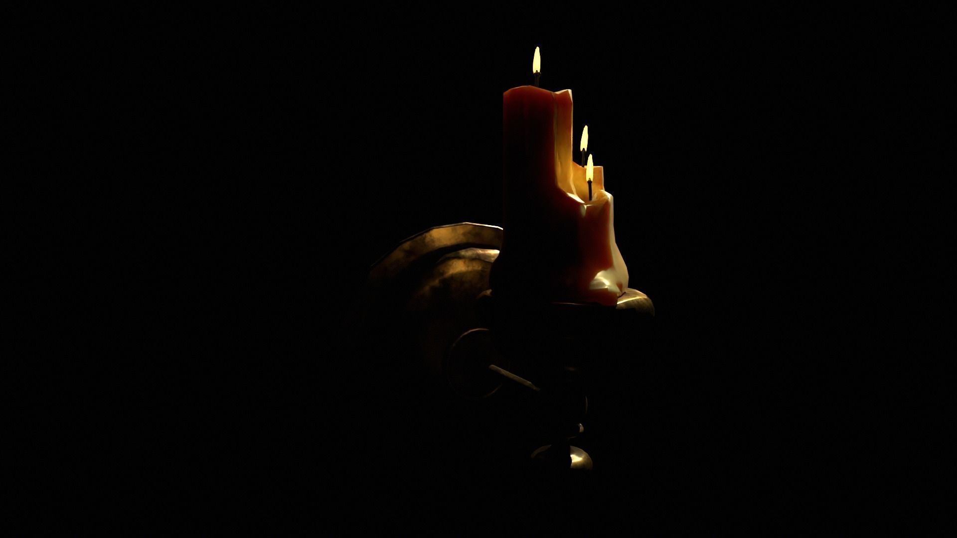 Brass Wall Candle Holder Low-poly 3D model_4