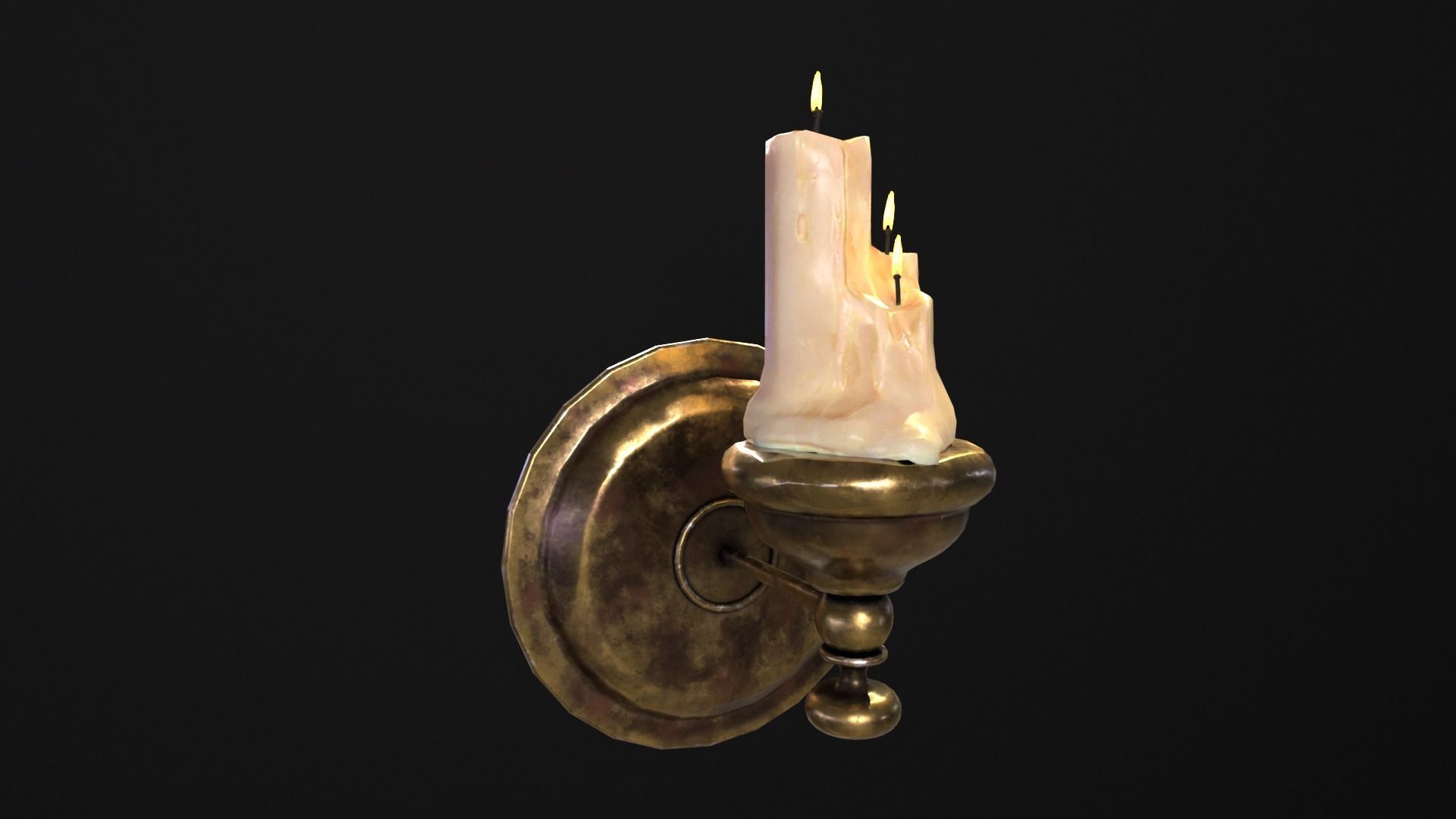 Brass Wall Candle Holder Low-poly 3D model_2