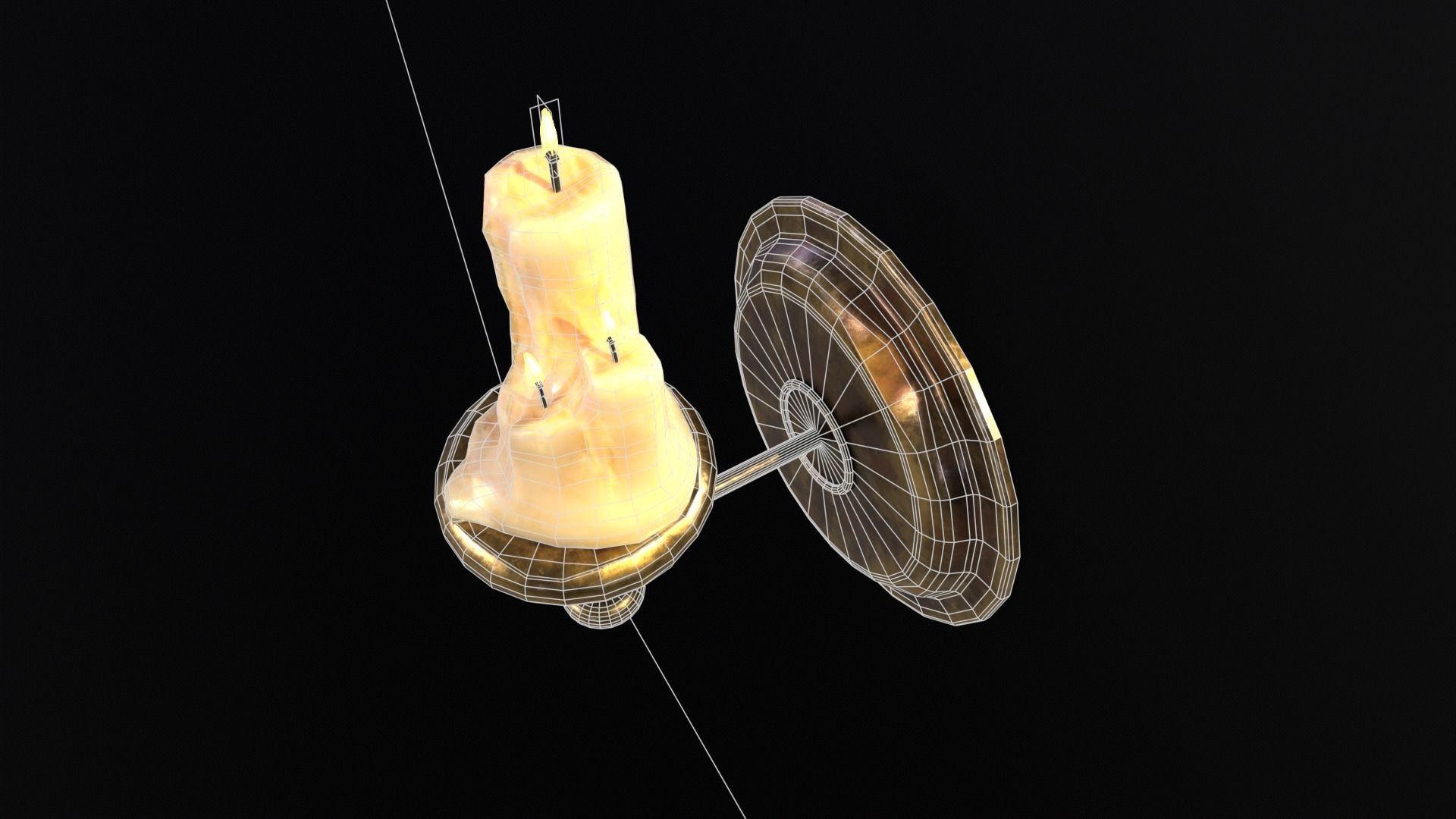 Brass Wall Candle Holder Low-poly 3D model_17