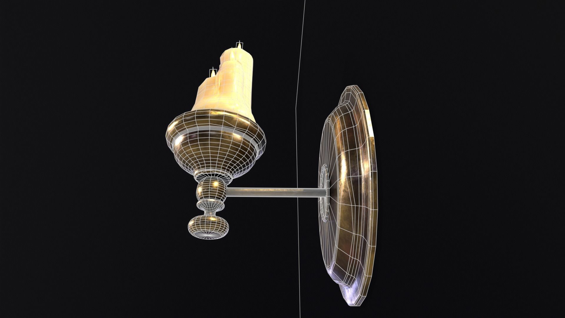 Brass Wall Candle Holder Low-poly 3D model_19