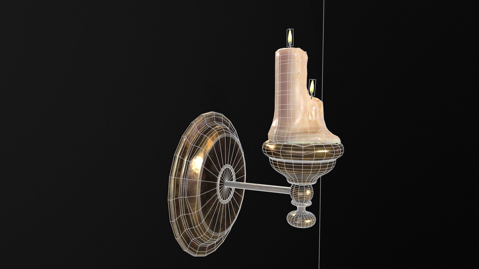 Brass Wall Candle Holder Low-poly 3D model_7