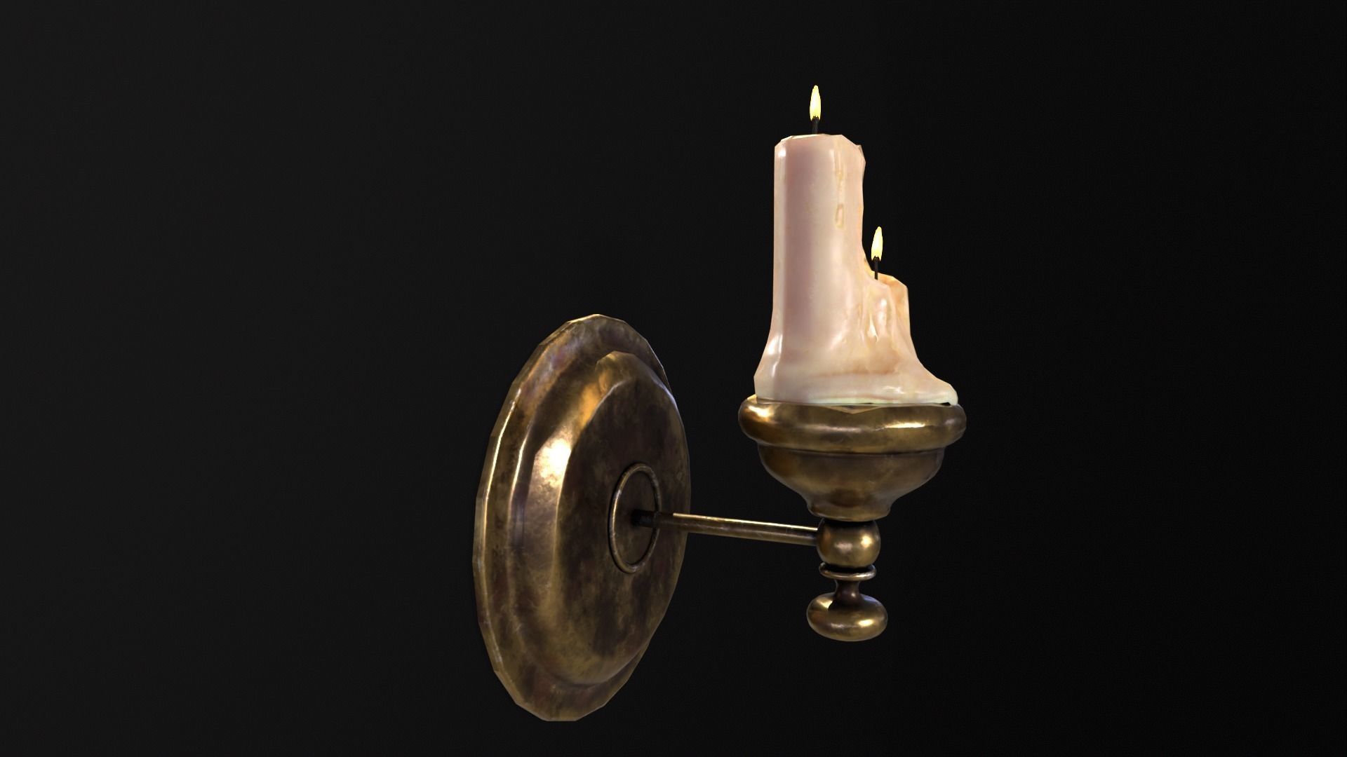 Brass Wall Candle Holder Low-poly 3D model_6