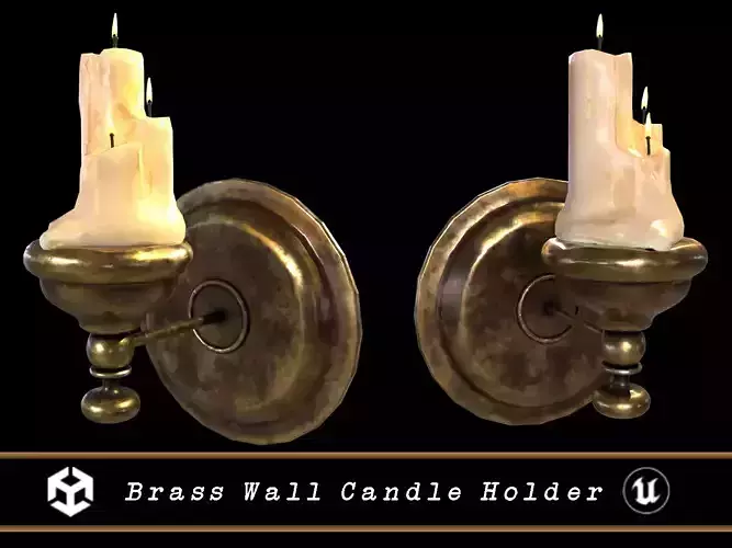 Brass Wall Candle Holder Low-poly 3D model