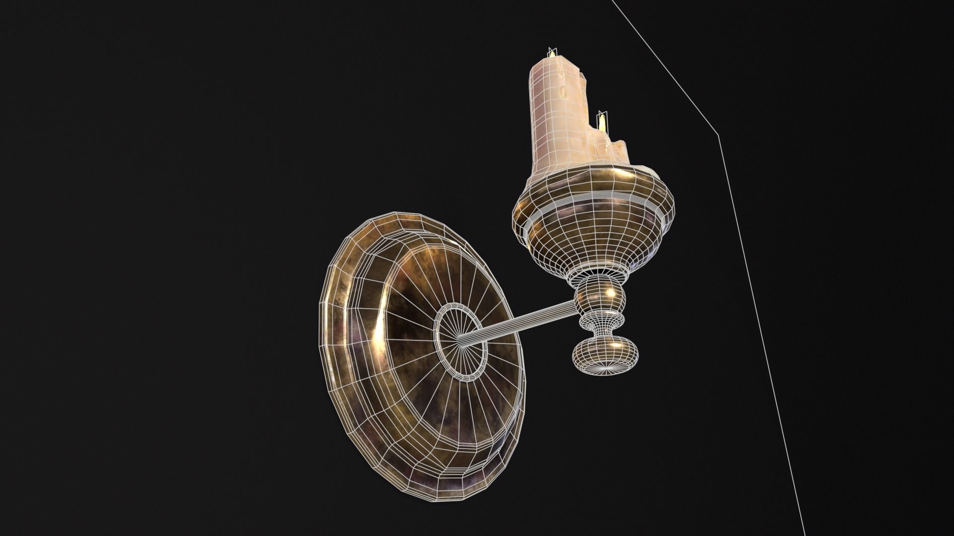 Brass Wall Candle Holder Low-poly 3D model_9