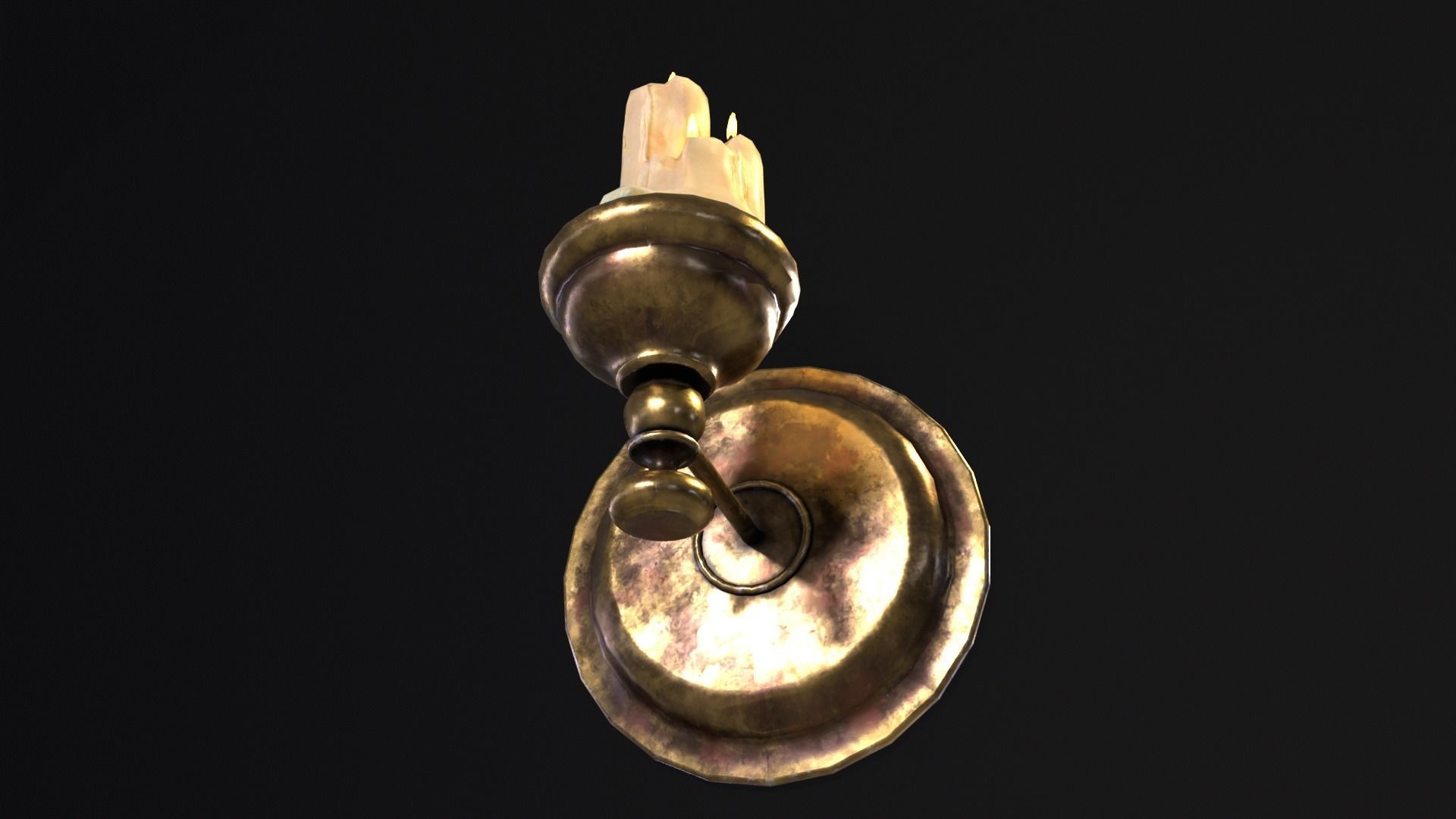 Brass Wall Candle Holder Low-poly 3D model_10