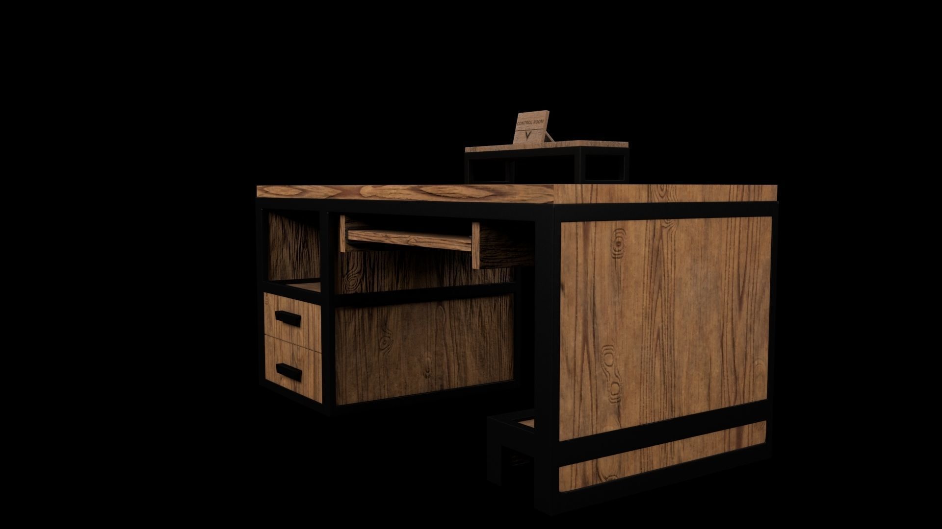 computer desk model Free low-poly 3D model_7