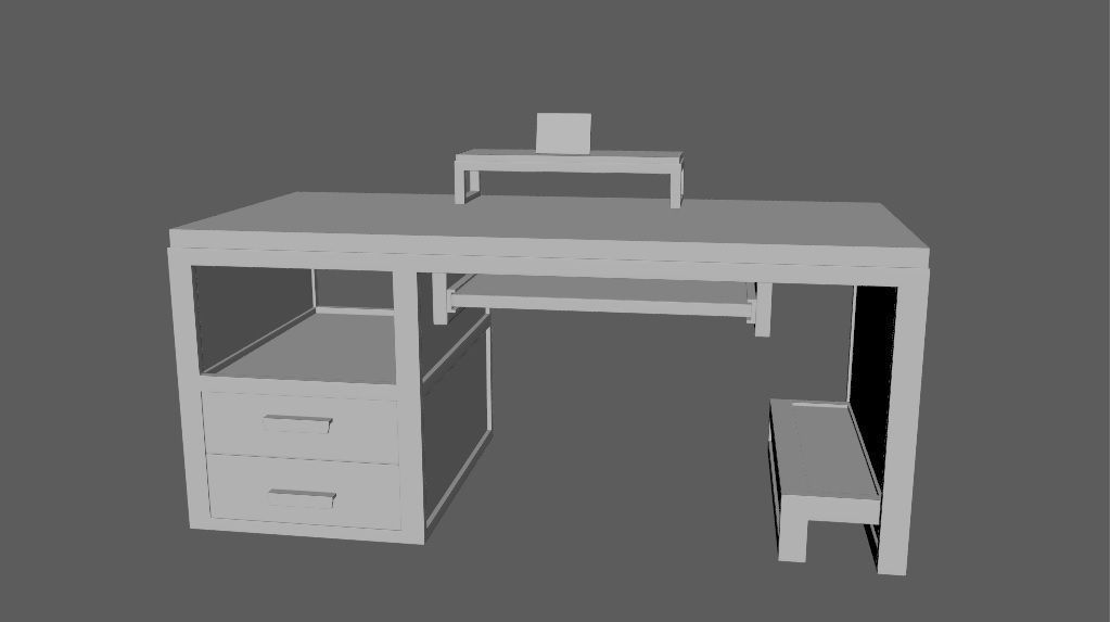 computer desk model Free low-poly 3D model_9
