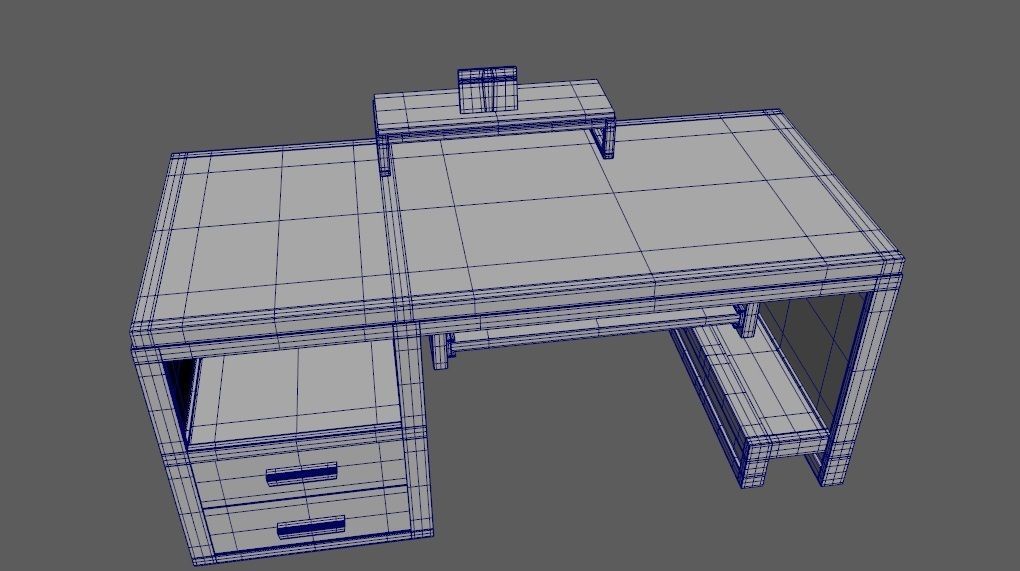 computer desk model Free low-poly 3D model_19