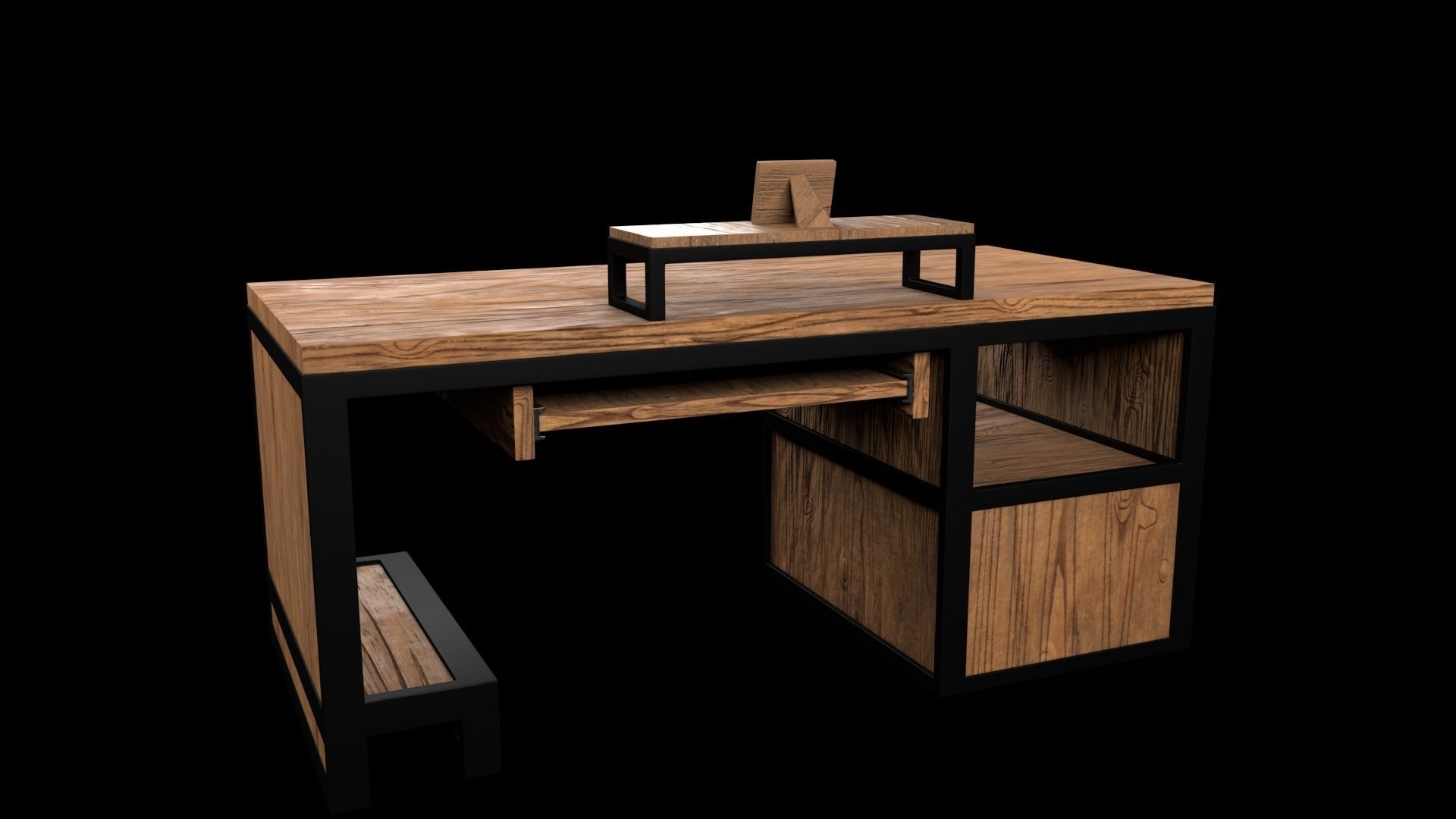 computer desk model Free low-poly 3D model_5
