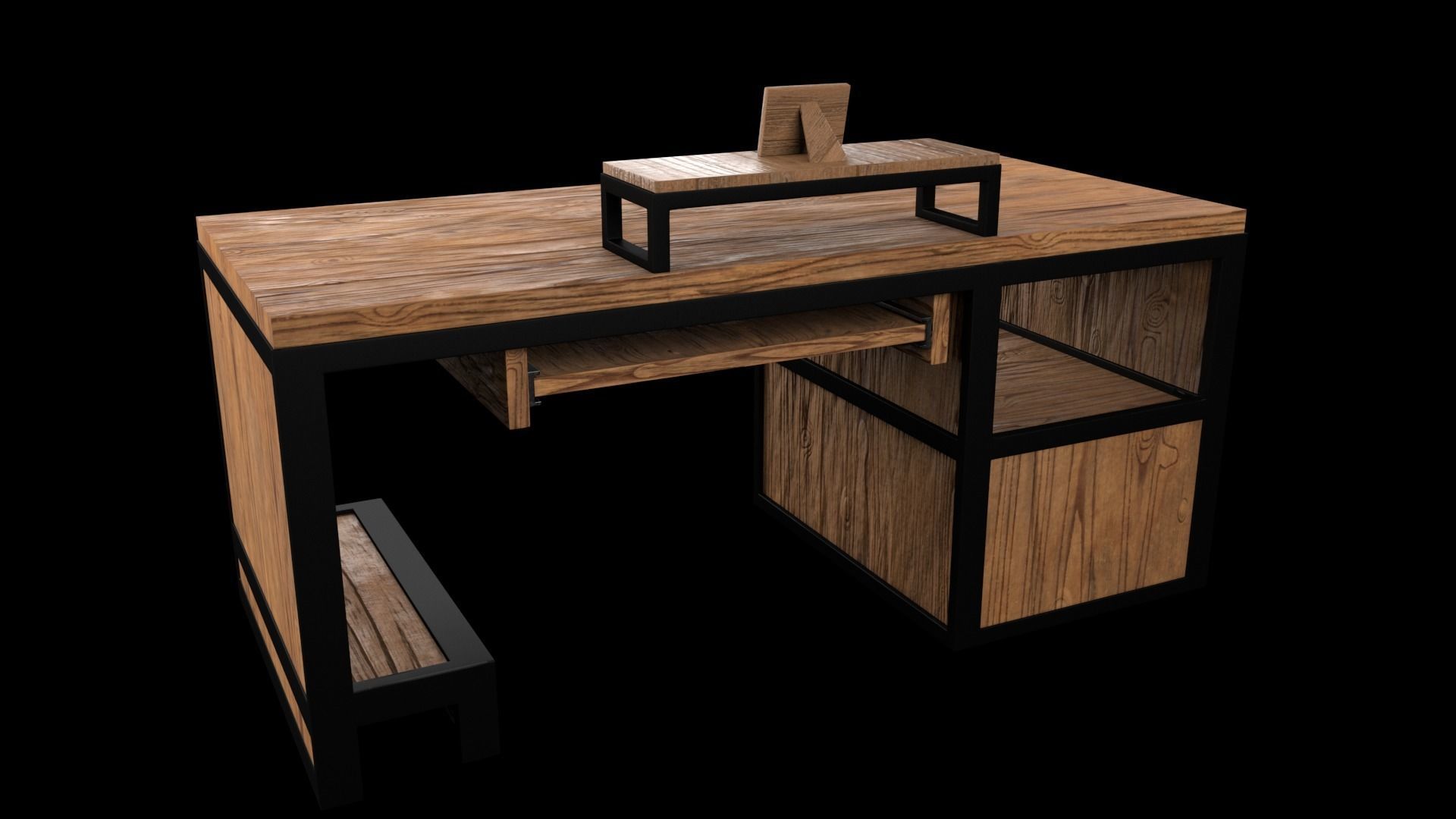 computer desk model Free low-poly 3D model_6