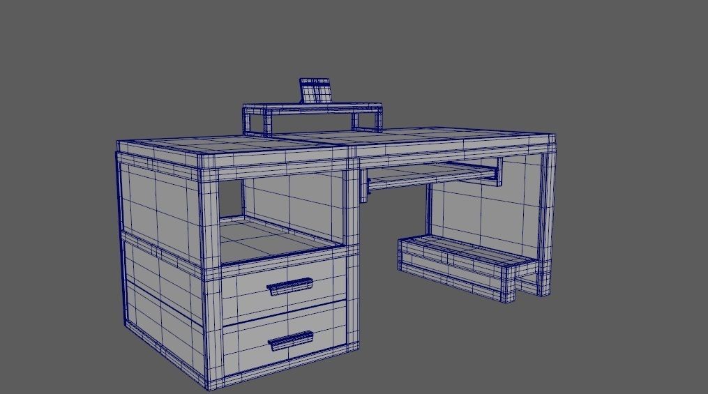 computer desk model Free low-poly 3D model_14