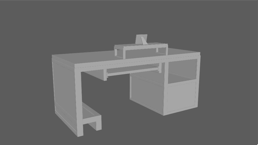 computer desk model Free low-poly 3D model_11