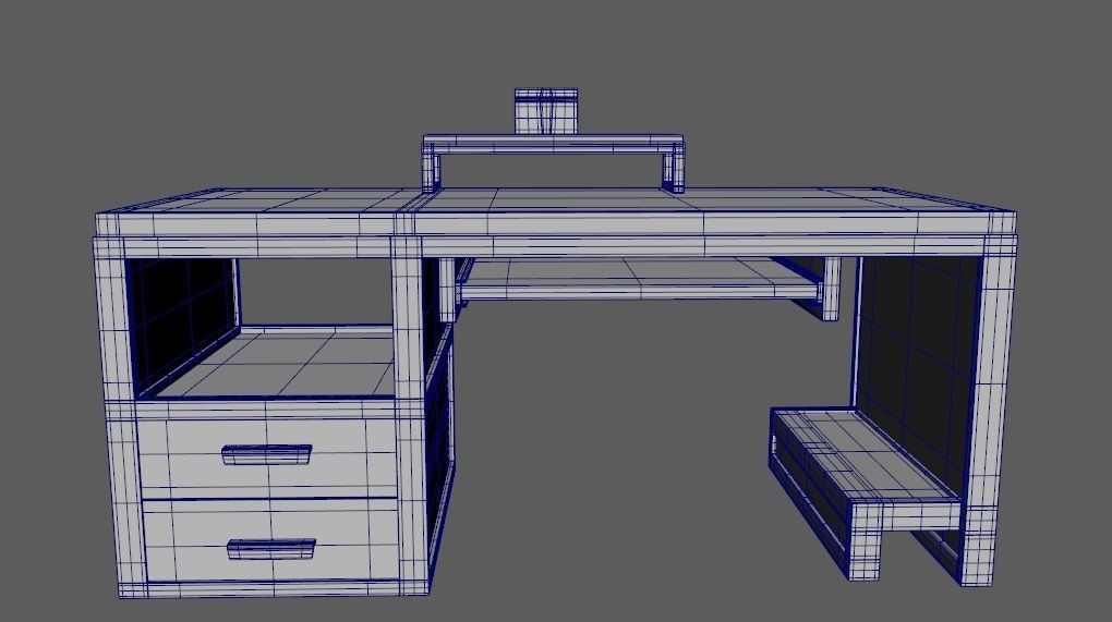 computer desk model Free low-poly 3D model_15