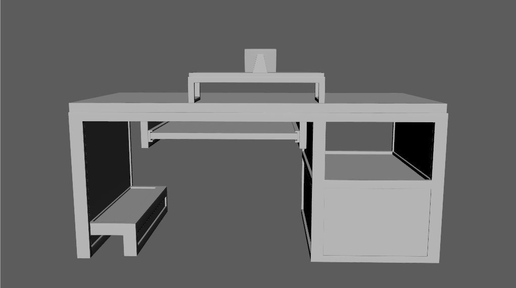 computer desk model Free low-poly 3D model_12