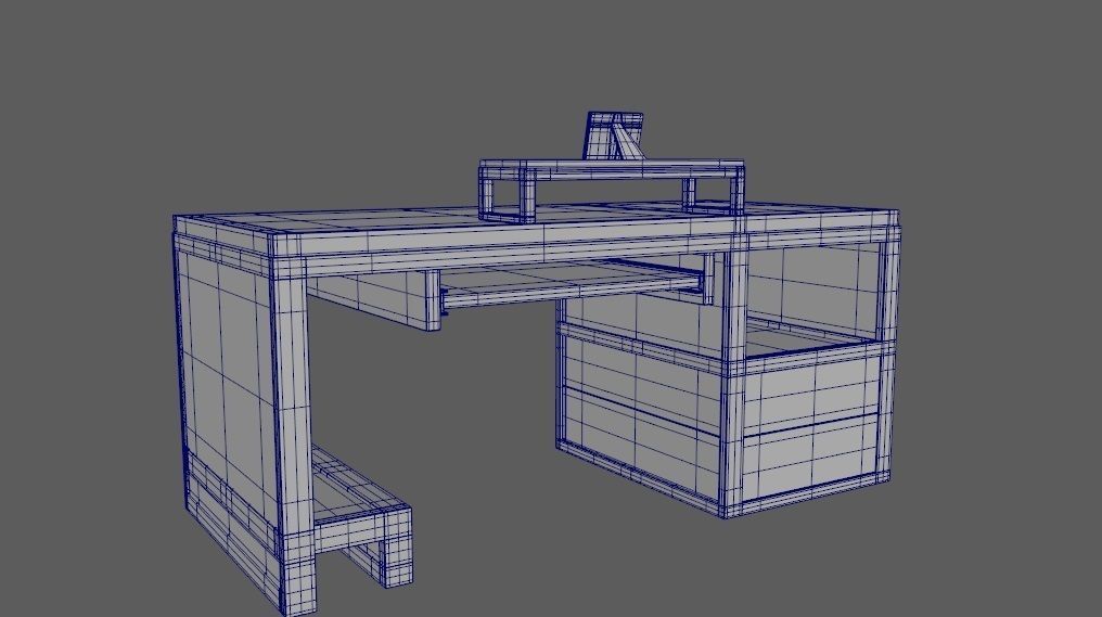 computer desk model Free low-poly 3D model_17
