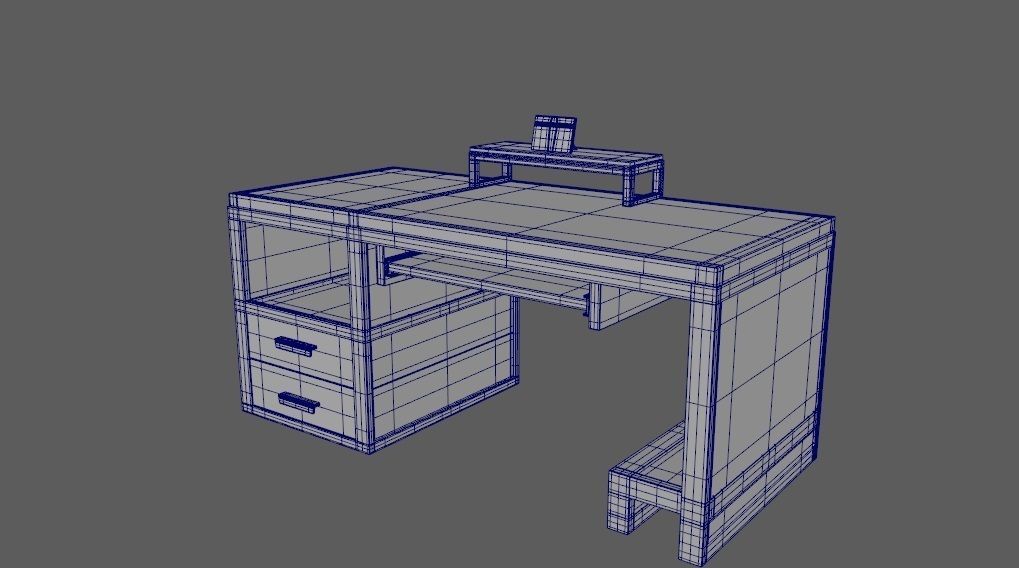 computer desk model Free low-poly 3D model_16