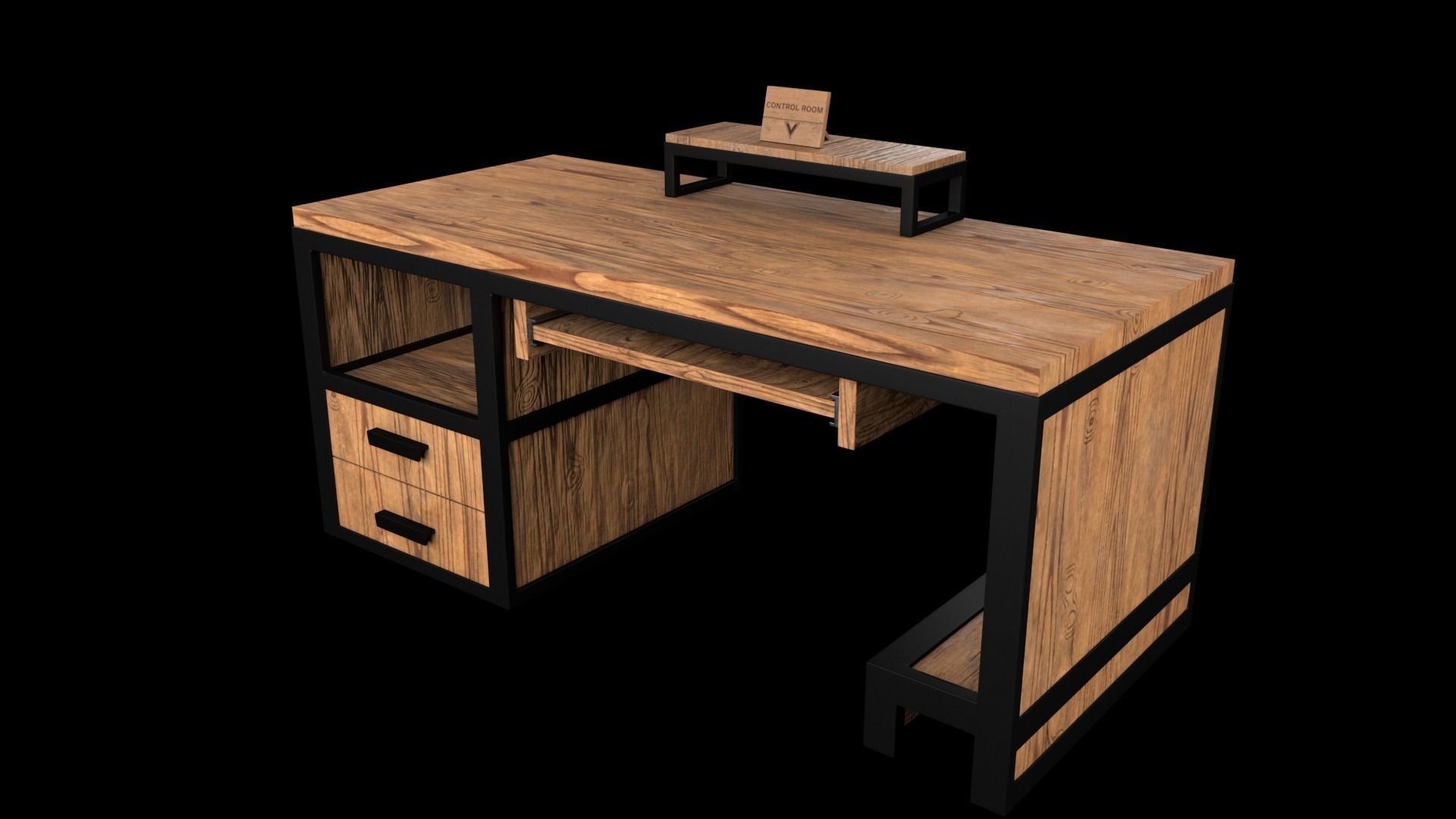 computer desk model Free low-poly 3D model_4