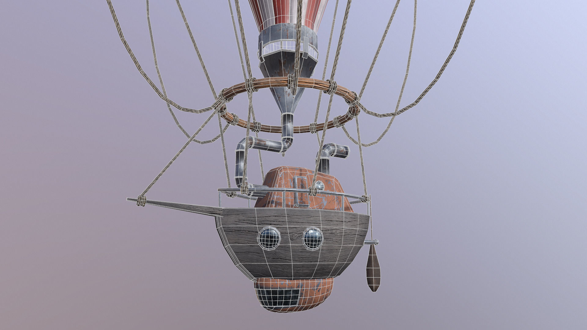 Air Balloon Low-poly 3D model_9