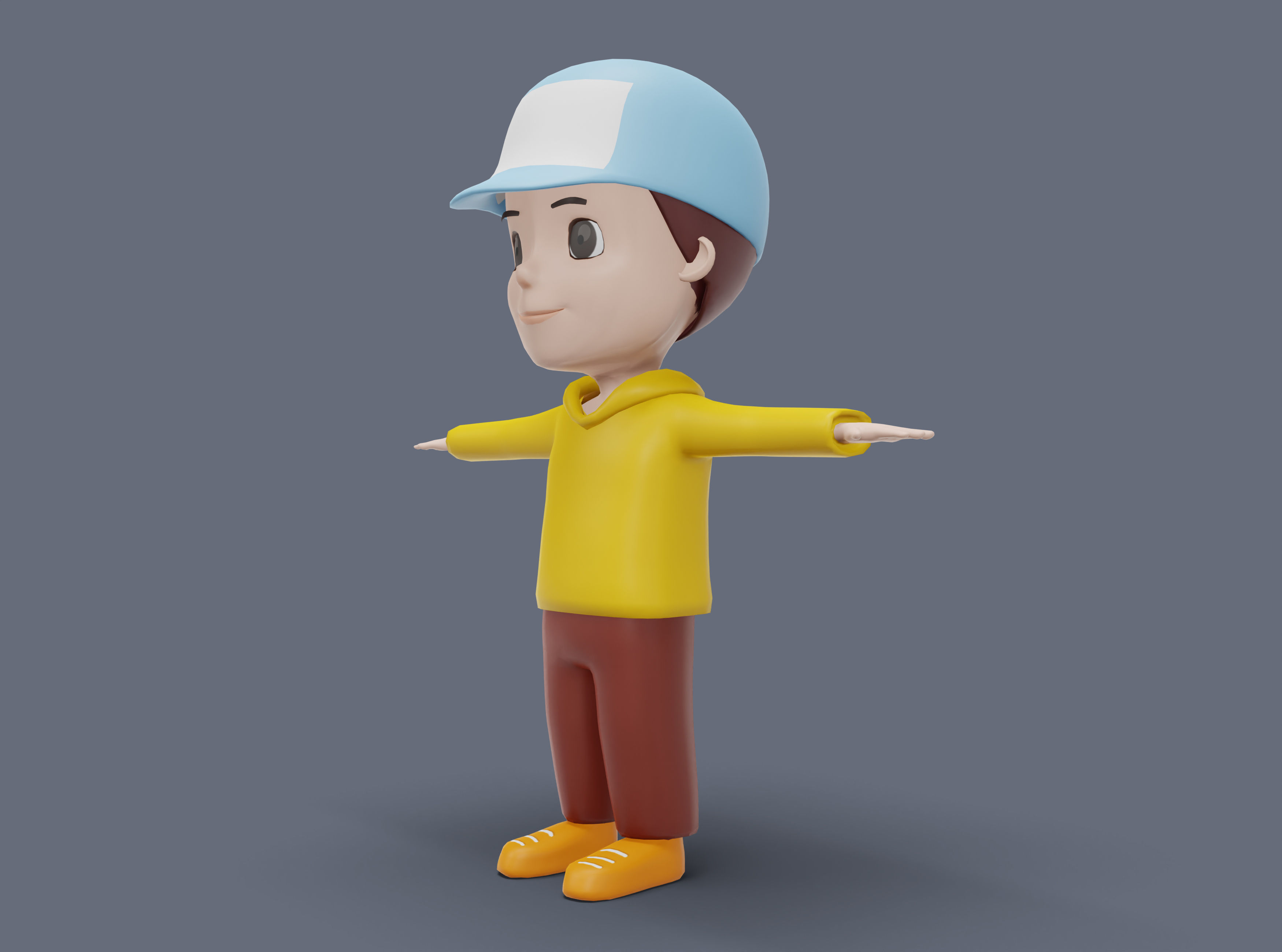 Boy Cartoon Character 01 3D model Low-poly 3D model_1
