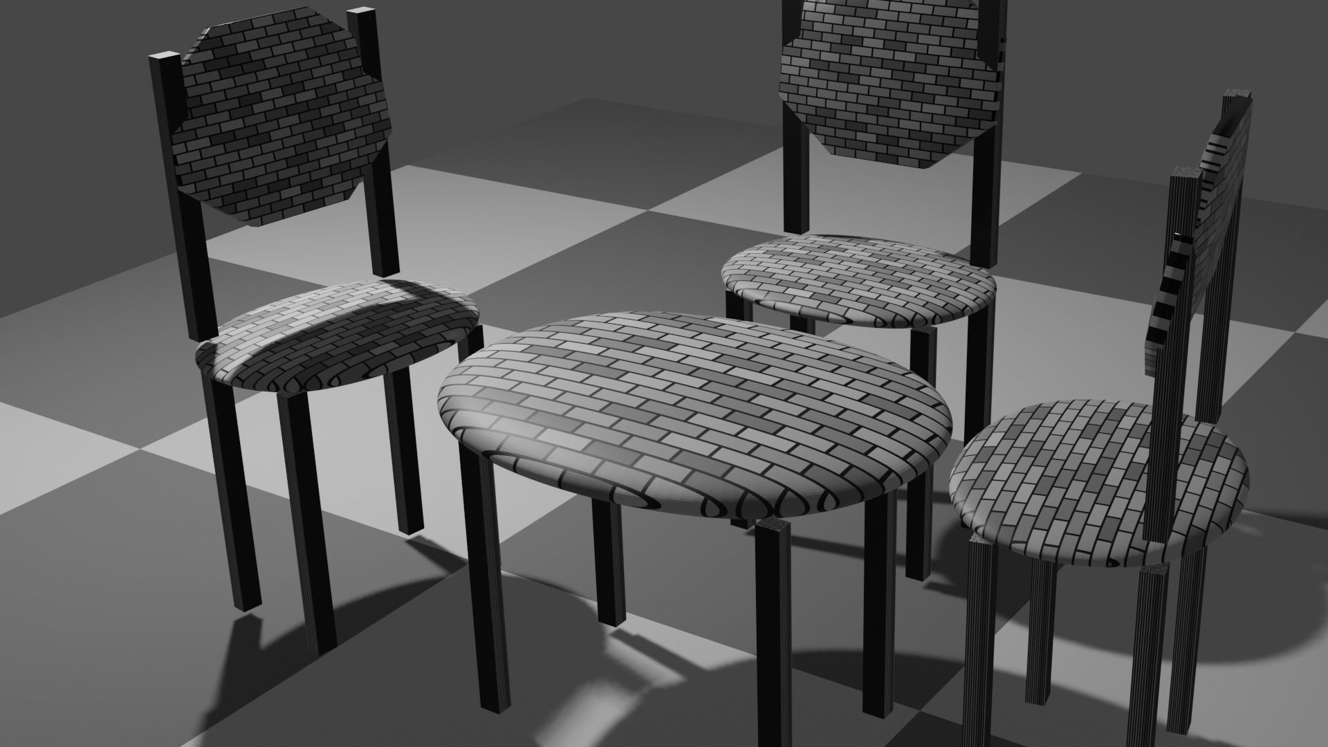 Chairs And Table 3D Models Low-poly 3D model_1