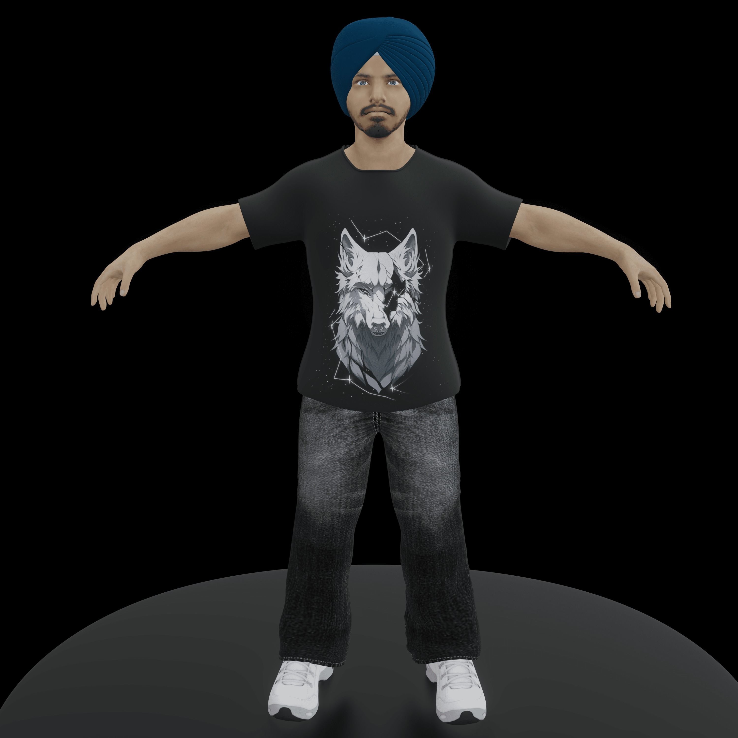 Sardar Sikh Boy Low-poly 3D model_1