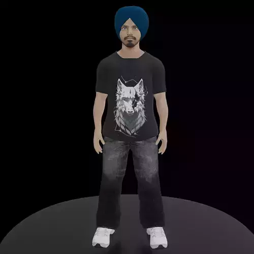 Sardar Sikh Boy Low-poly 3D model