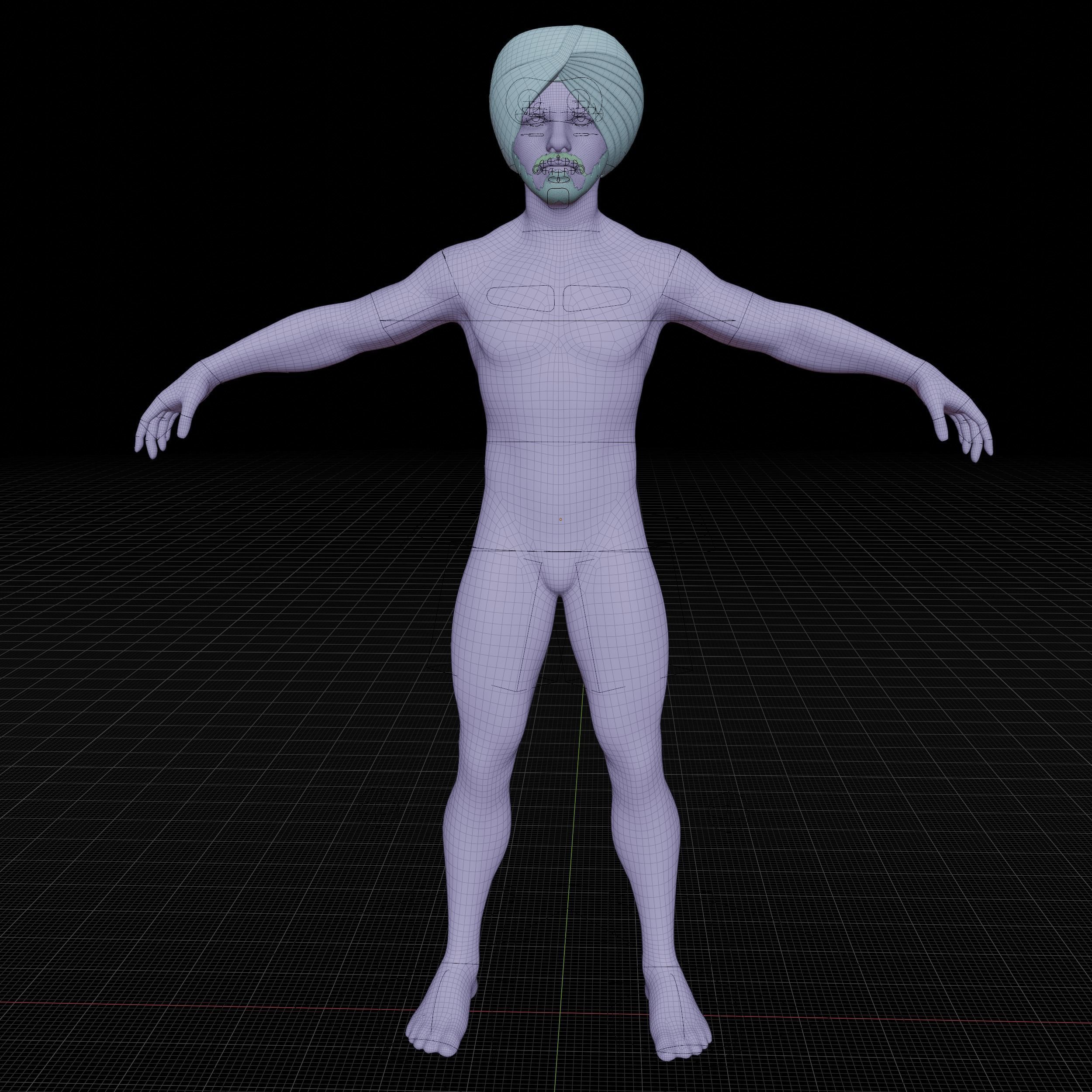 Sardar Sikh Boy Low-poly 3D model_21