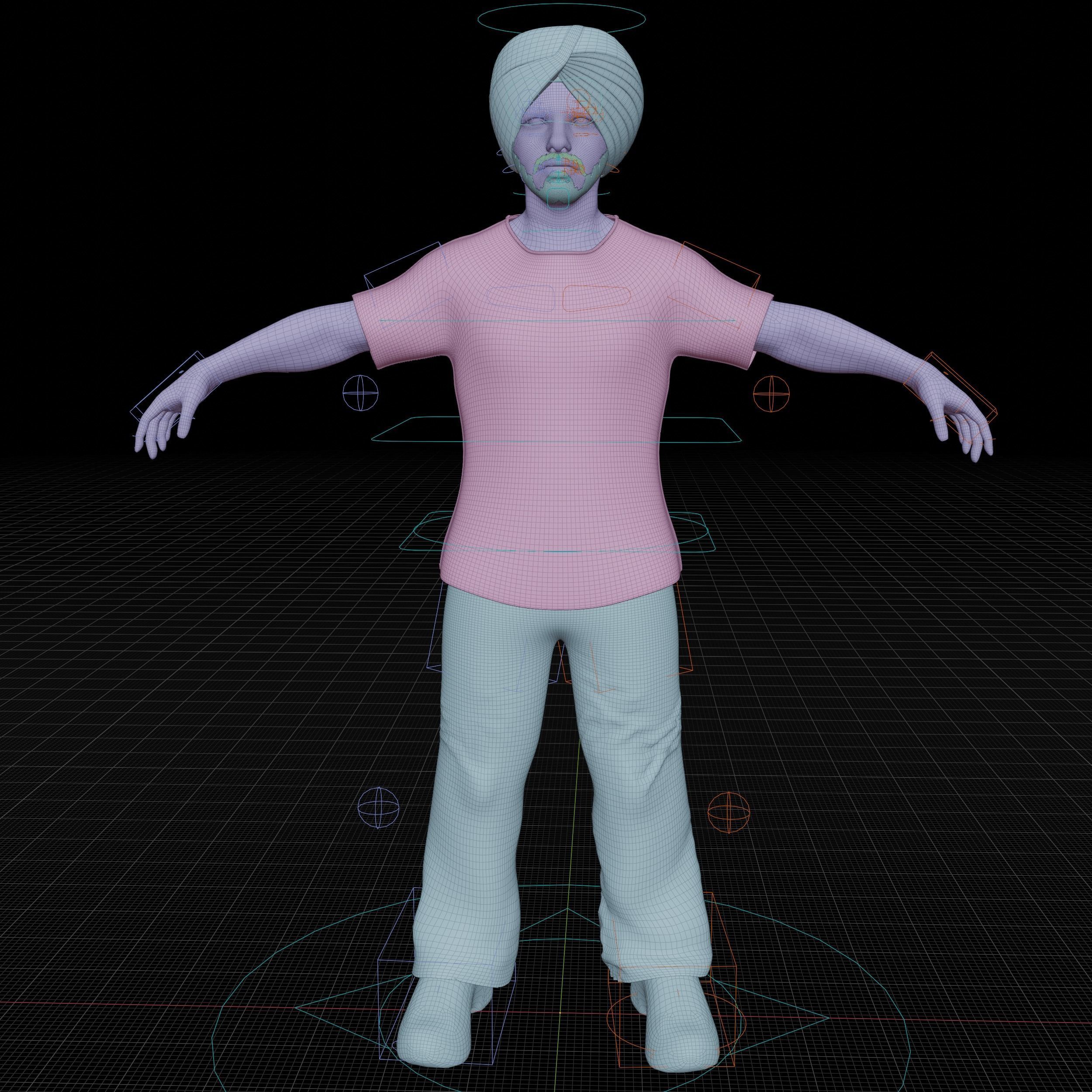 Sardar Sikh Boy Low-poly 3D model_19