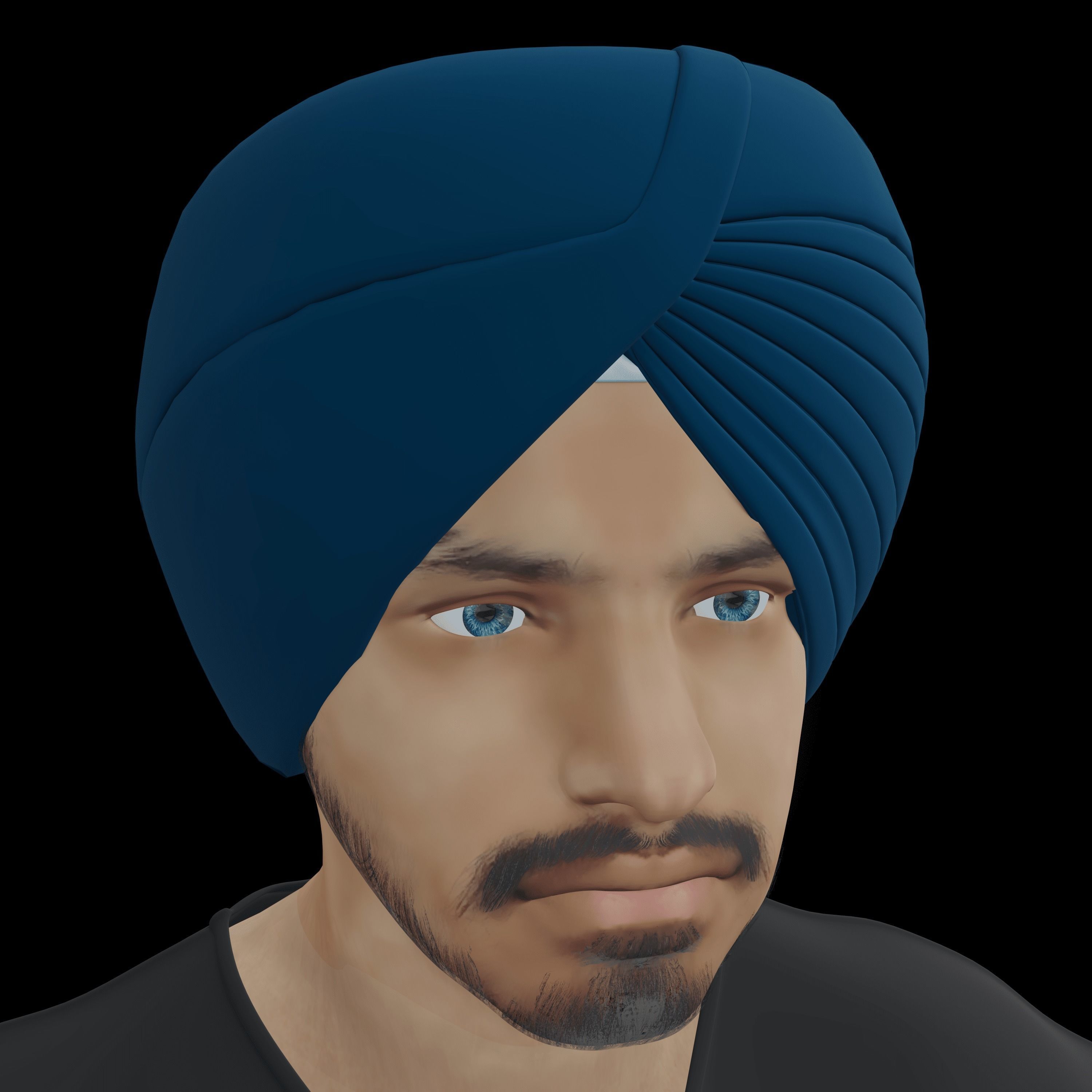 Sardar Sikh Boy Low-poly 3D model_14