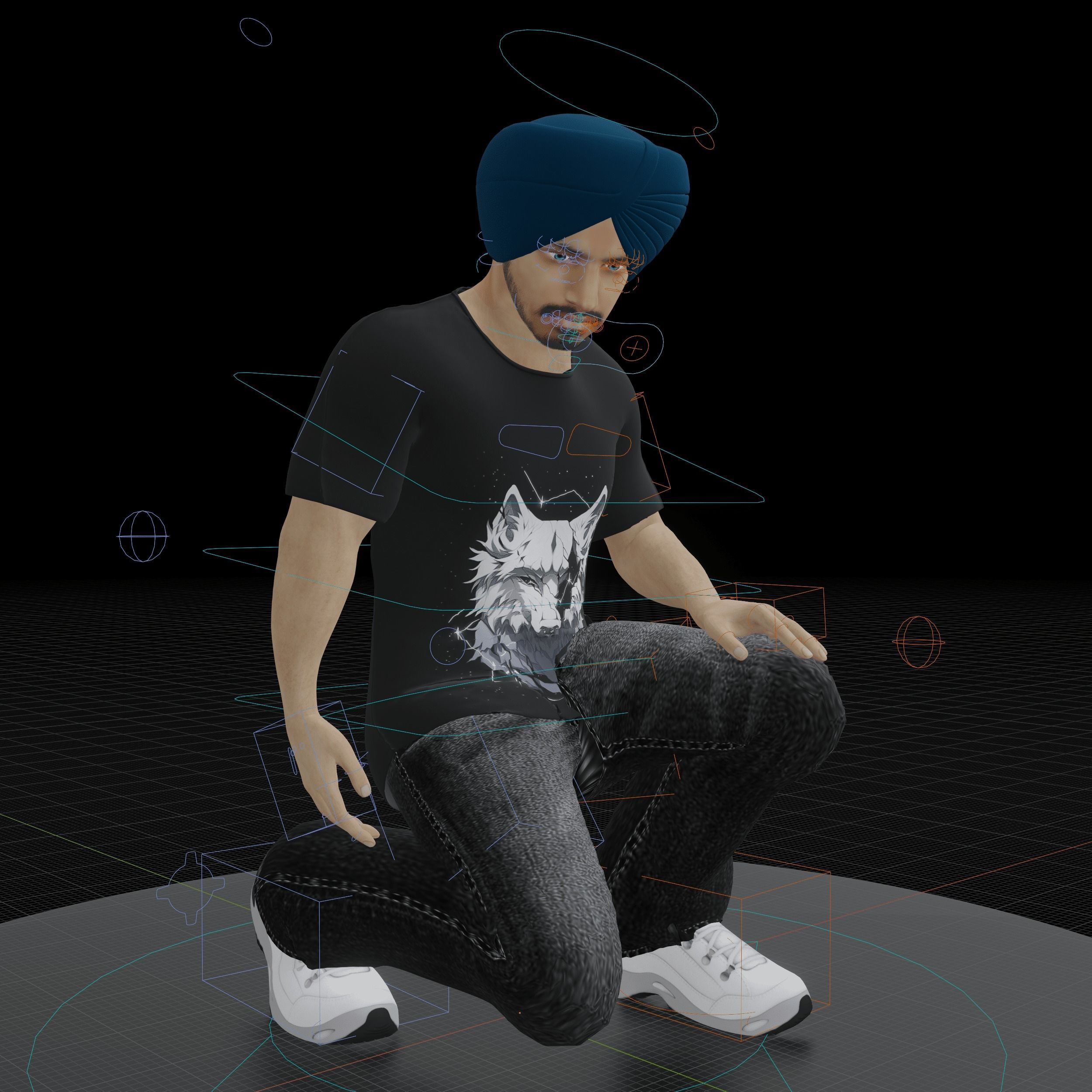 Sardar Sikh Boy Low-poly 3D model_4
