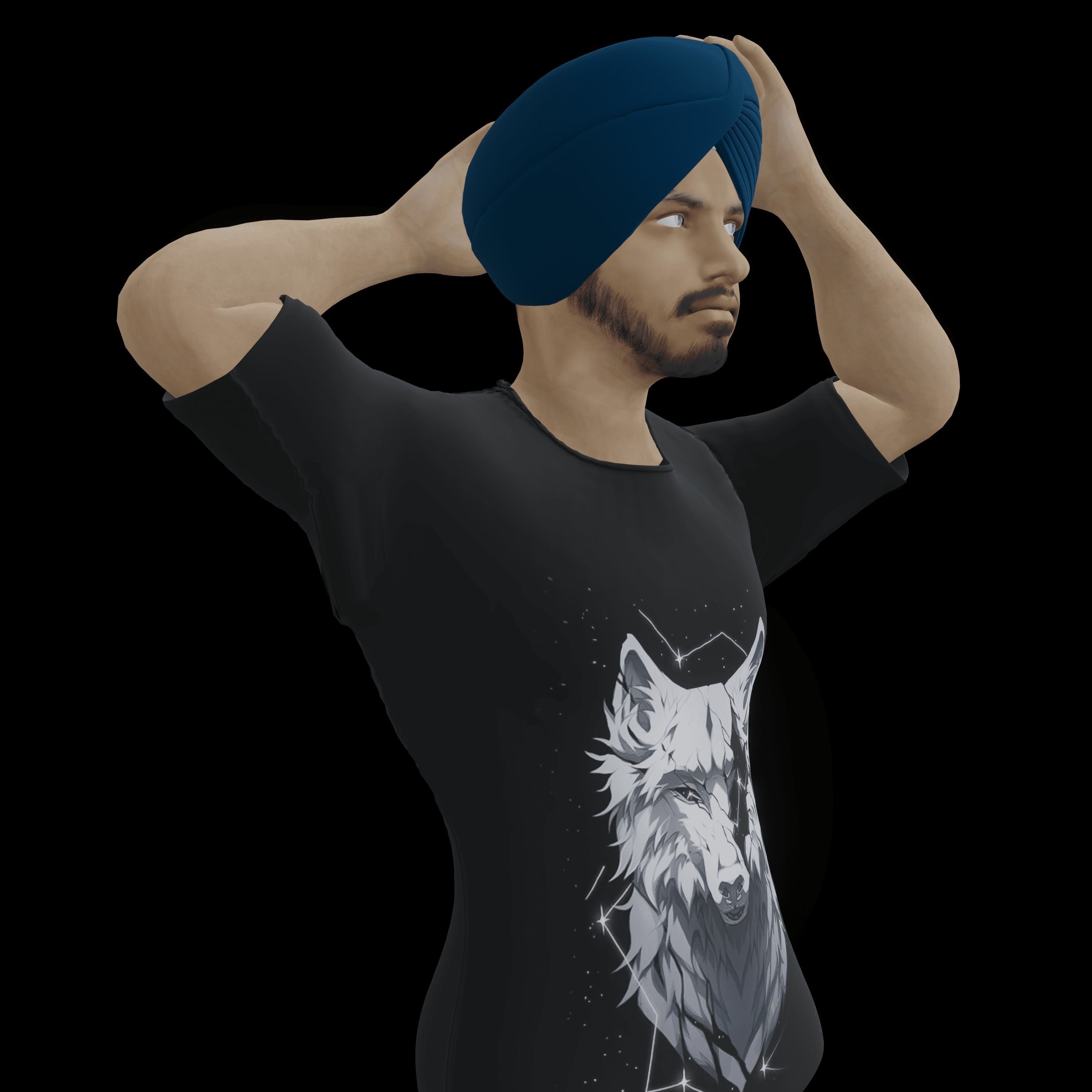 Sardar Sikh Boy Low-poly 3D model_7