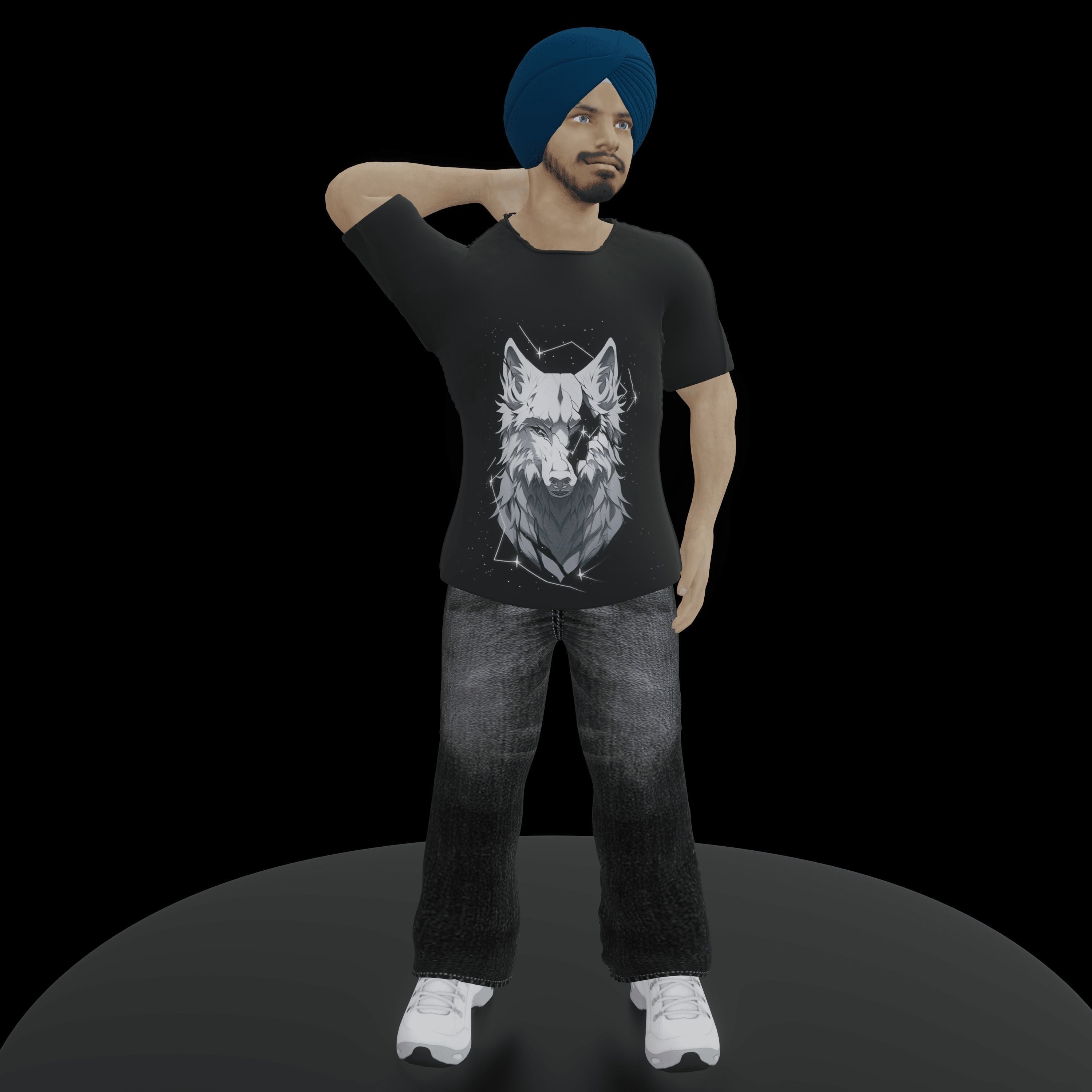 Sardar Sikh Boy Low-poly 3D model_2