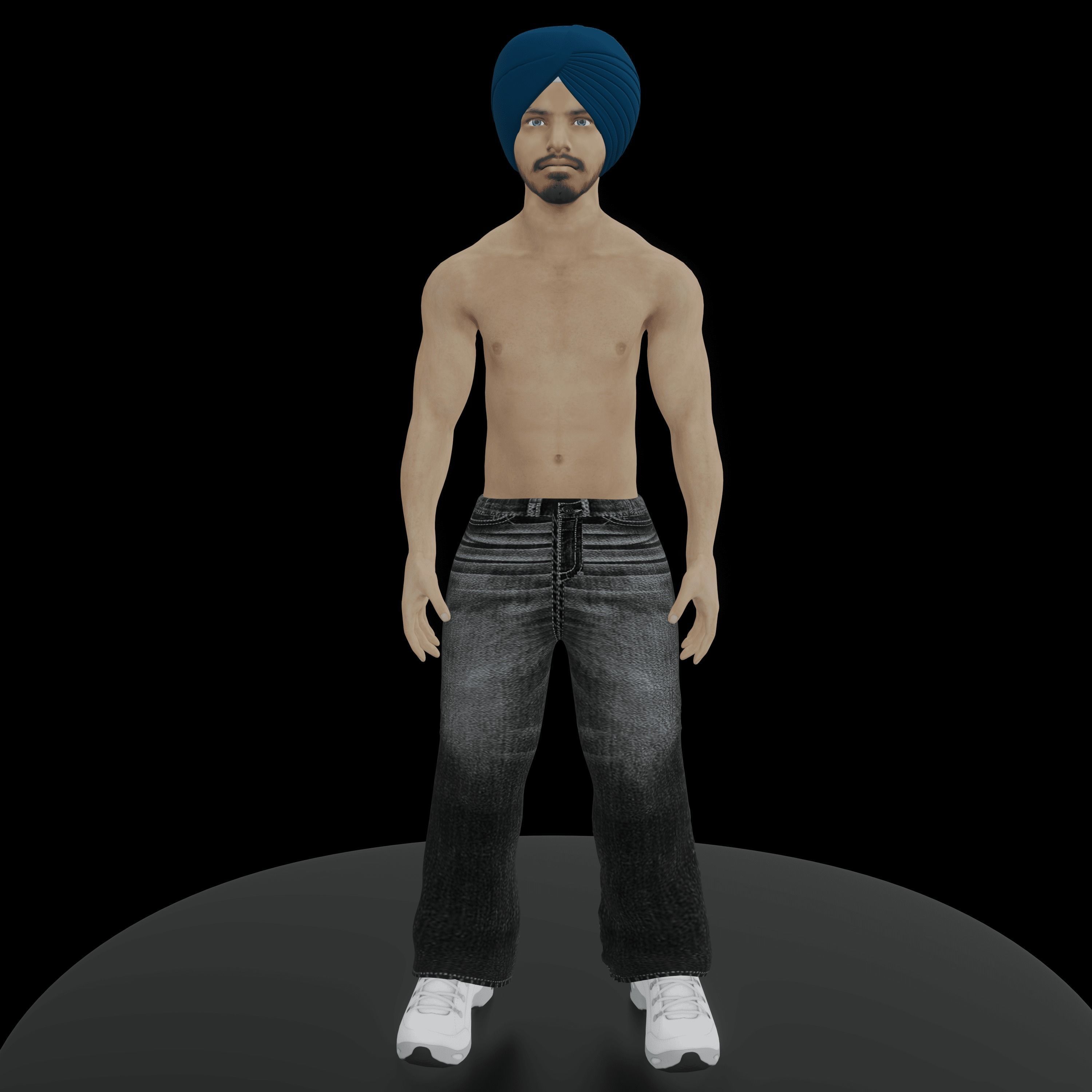 Sardar Sikh Boy Low-poly 3D model_9