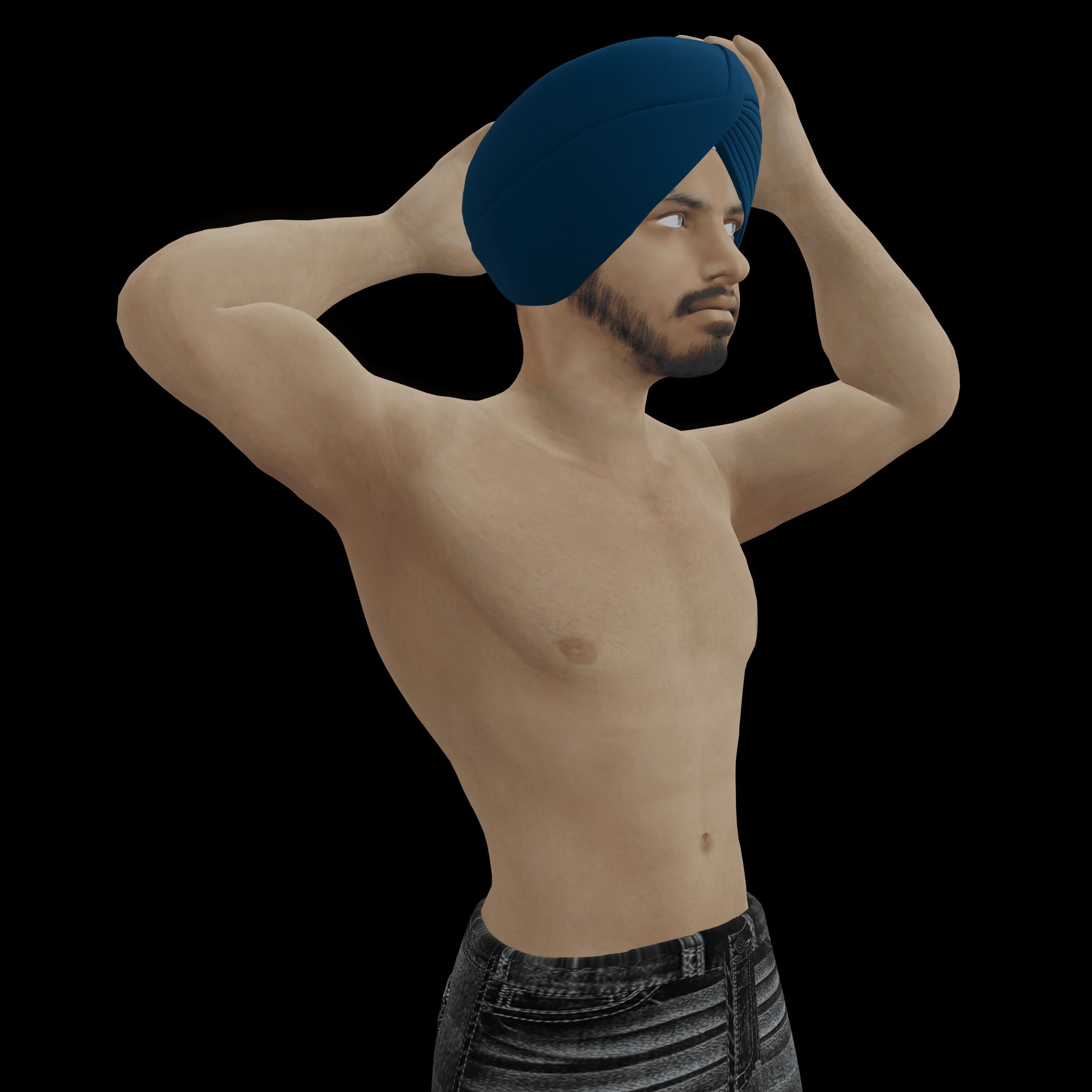 Sardar Sikh Boy Low-poly 3D model_8