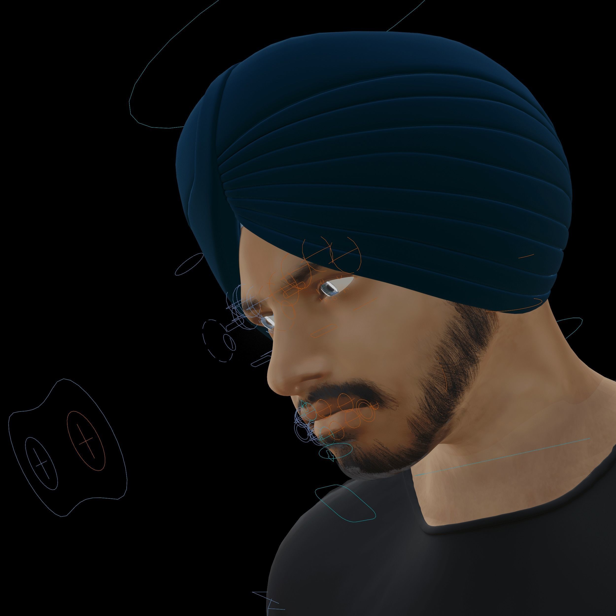 Sardar Sikh Boy Low-poly 3D model_3