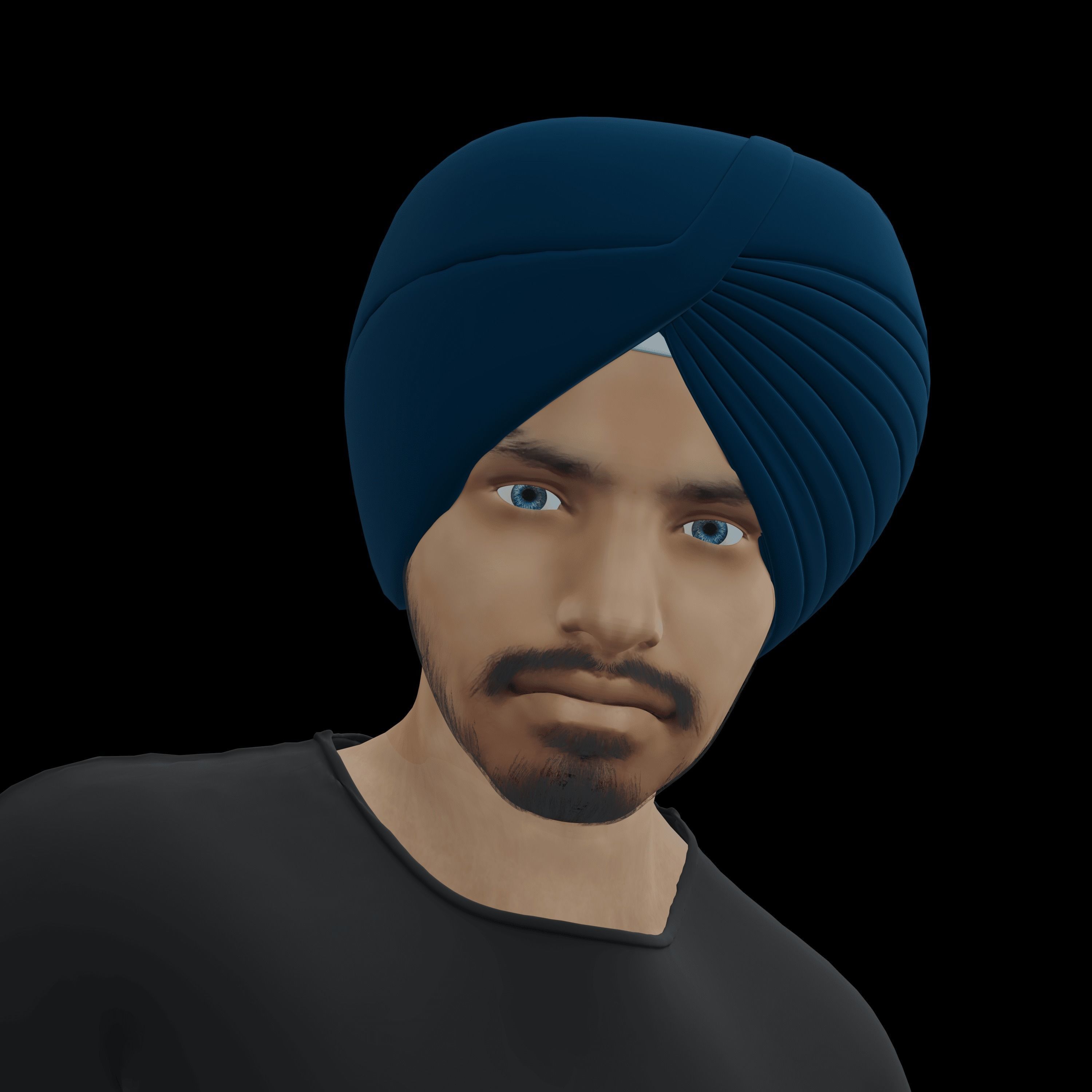 Sardar Sikh Boy Low-poly 3D model_13