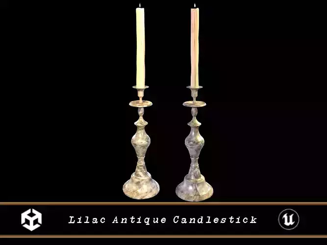 Lilac Antique Candlestick Low-poly 3D model