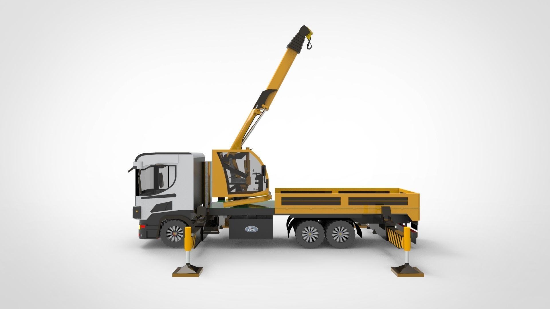 articulating crane Low-poly 3D model_3