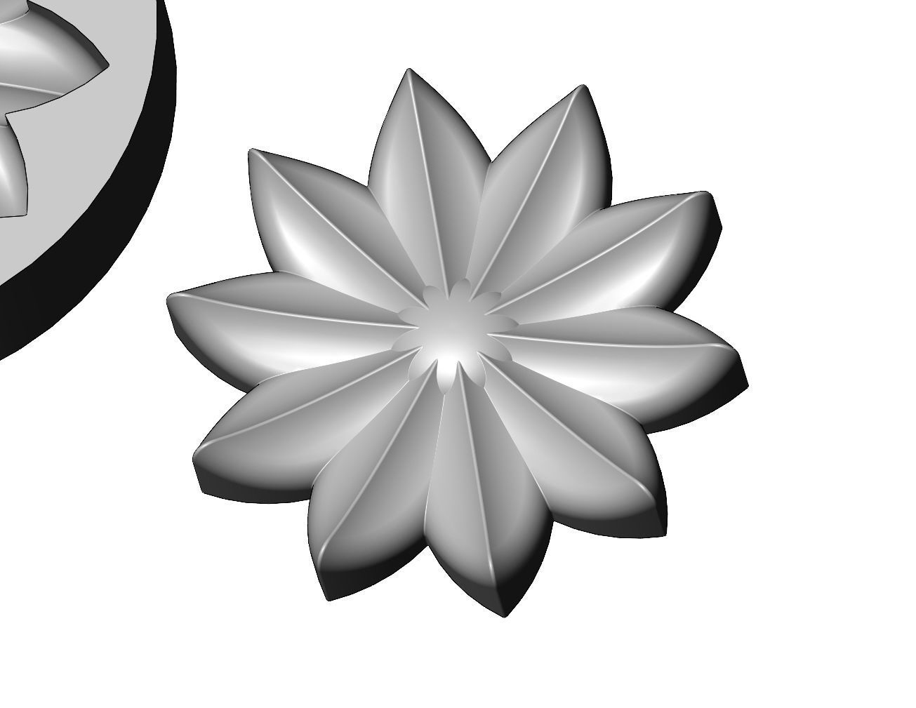 Mold 10 leaves lotus leaves rosette onlay relief 3D print model_3