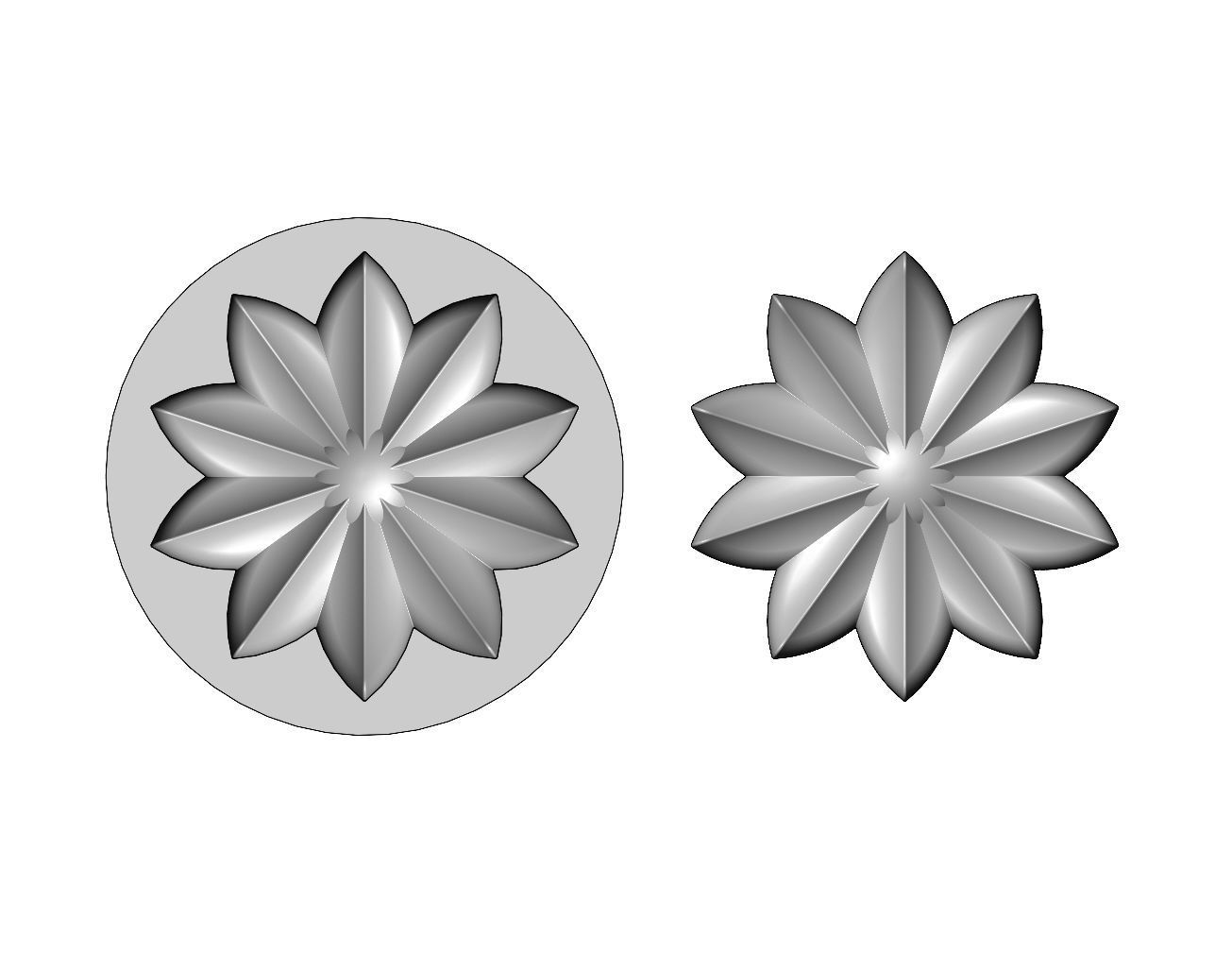 Mold 10 leaves lotus leaves rosette onlay relief 3D print model_1