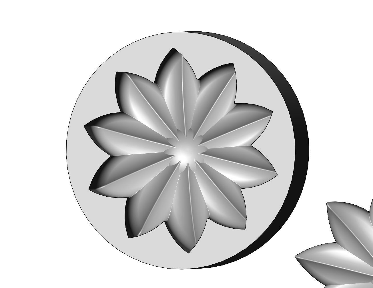 Mold 10 leaves lotus leaves rosette onlay relief 3D print model_4