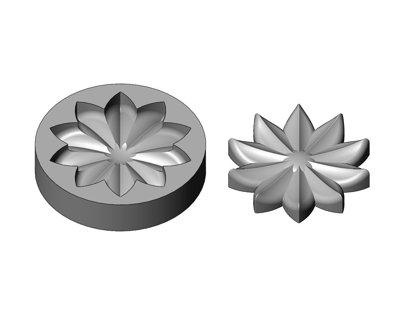 Mold 10 leaves lotus leaves rosette onlay relief 3D print model_2