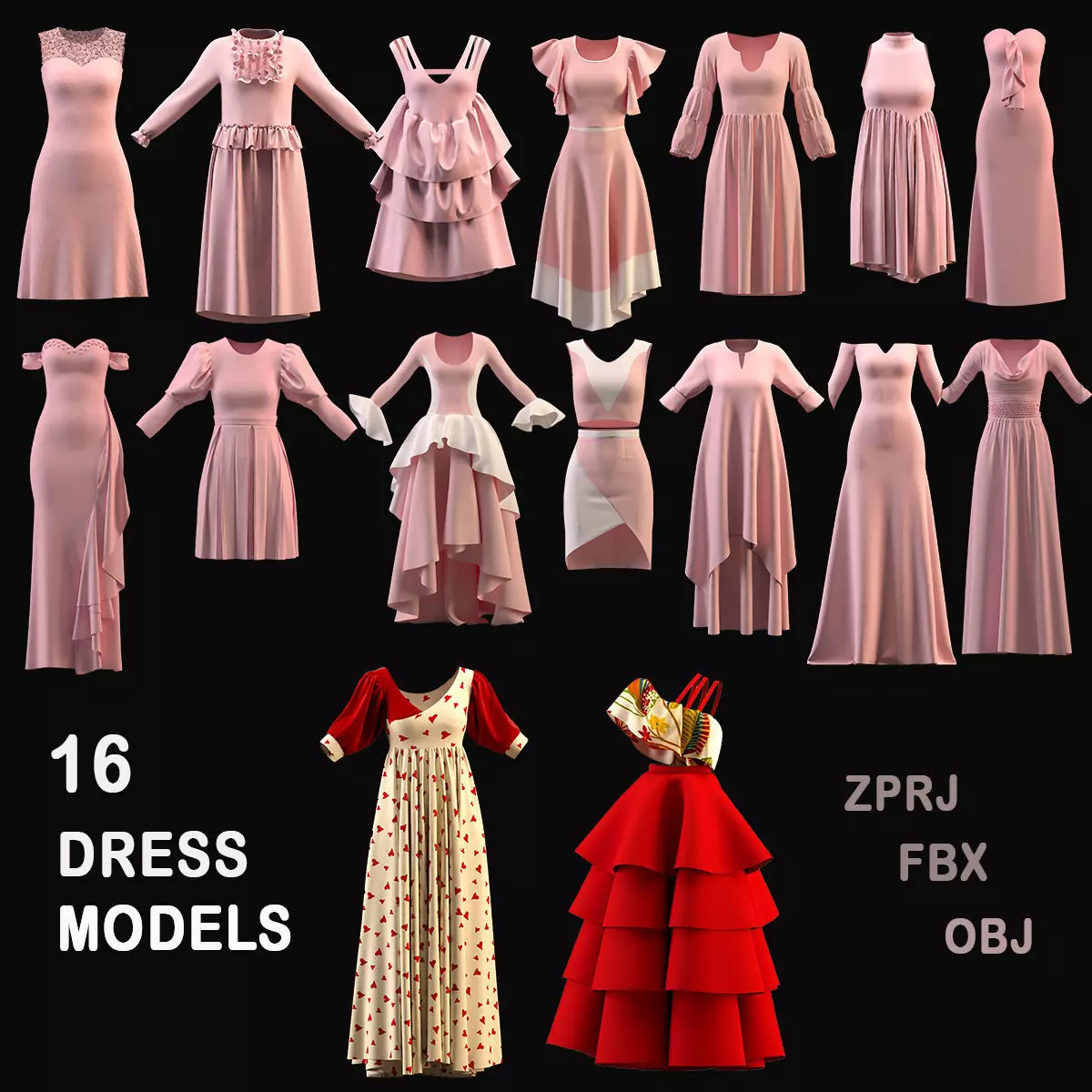 DERESS COLLECTION Low-poly 3D model